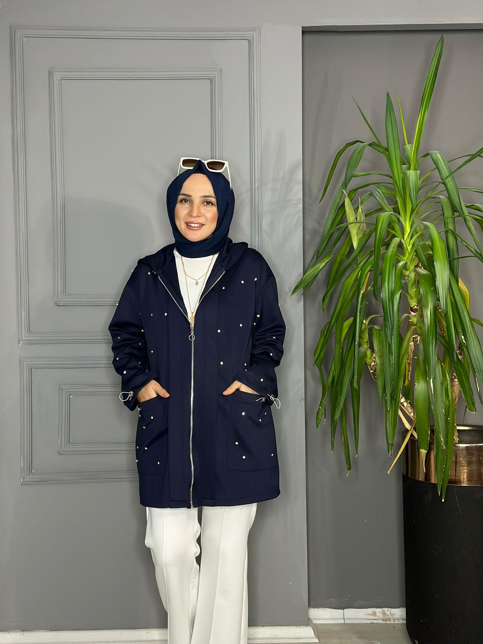 24244 İNDİRİMLİ  TAŞLI KAP LACİVERT S-M