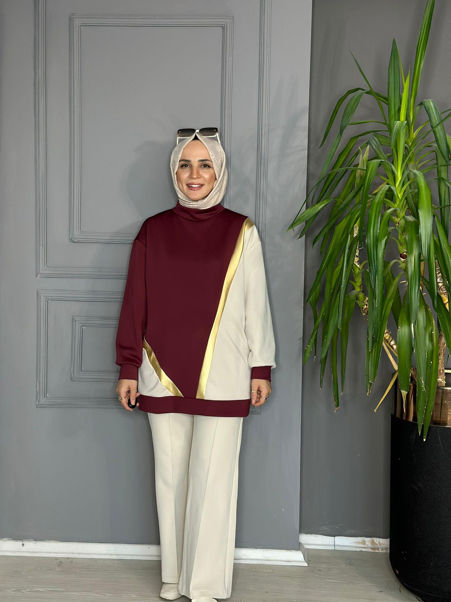 24251 RENK GEÇİŞLİ SCUBA SWEAT BORDO  S-M