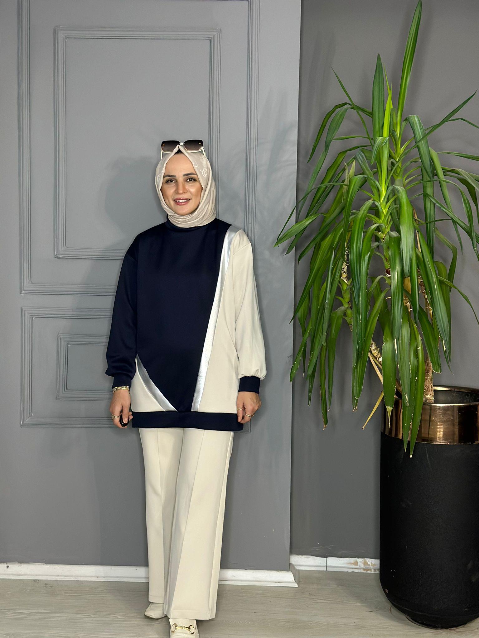 24251 RENK GEÇİŞLİ SCUBA SWEAT LACİVERT  S-M