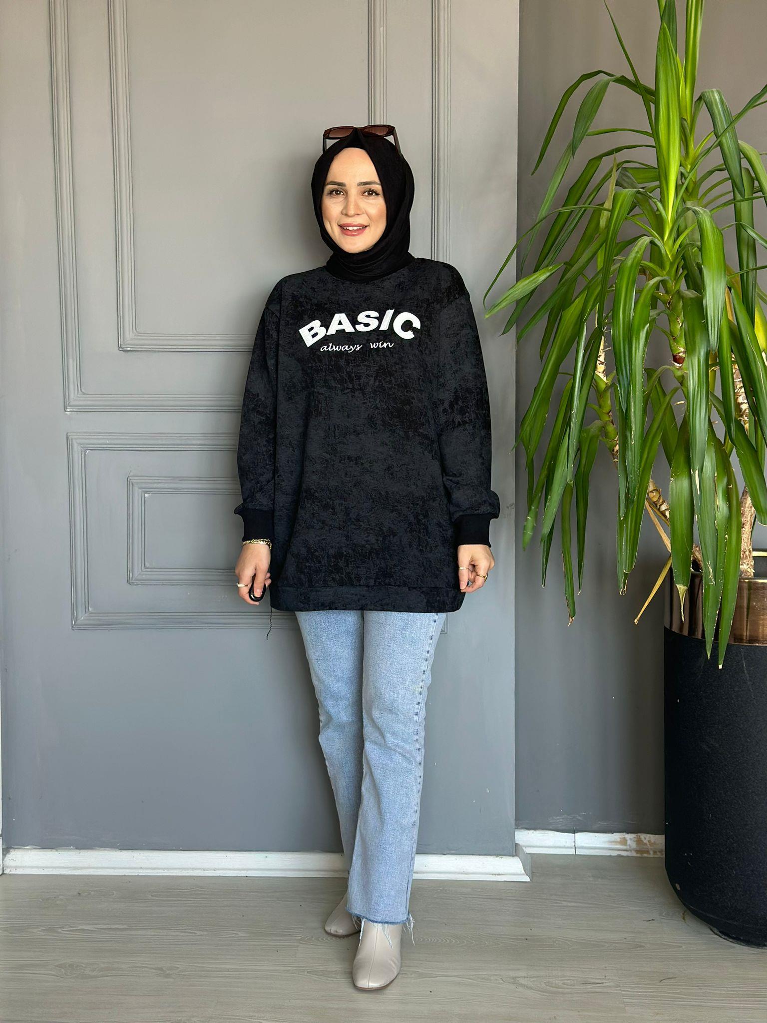 24259 BASİC YAZI SWEAT LACİVERT