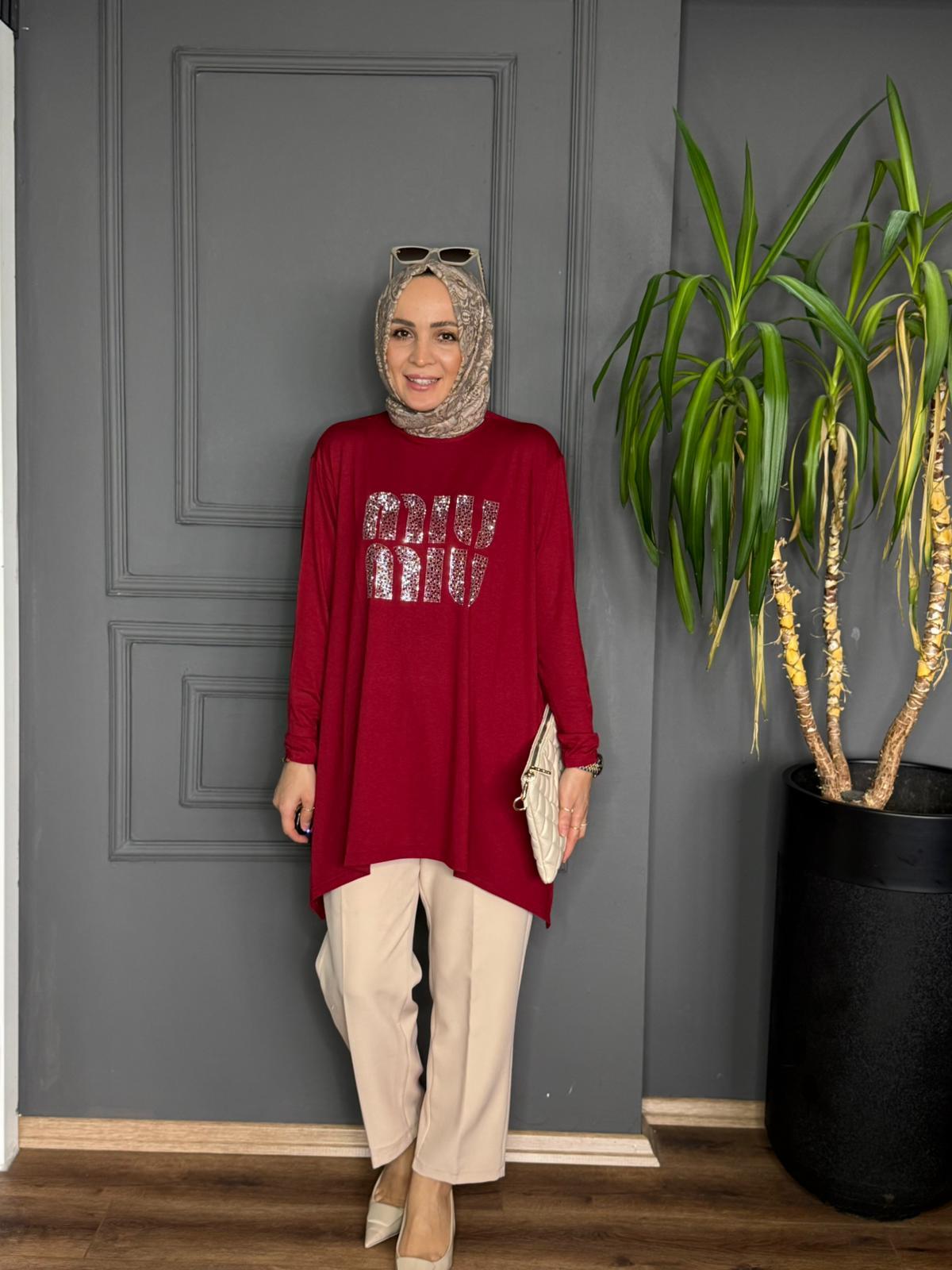 24277 MİU MİU PENYE TUNİK BORDO STD 
