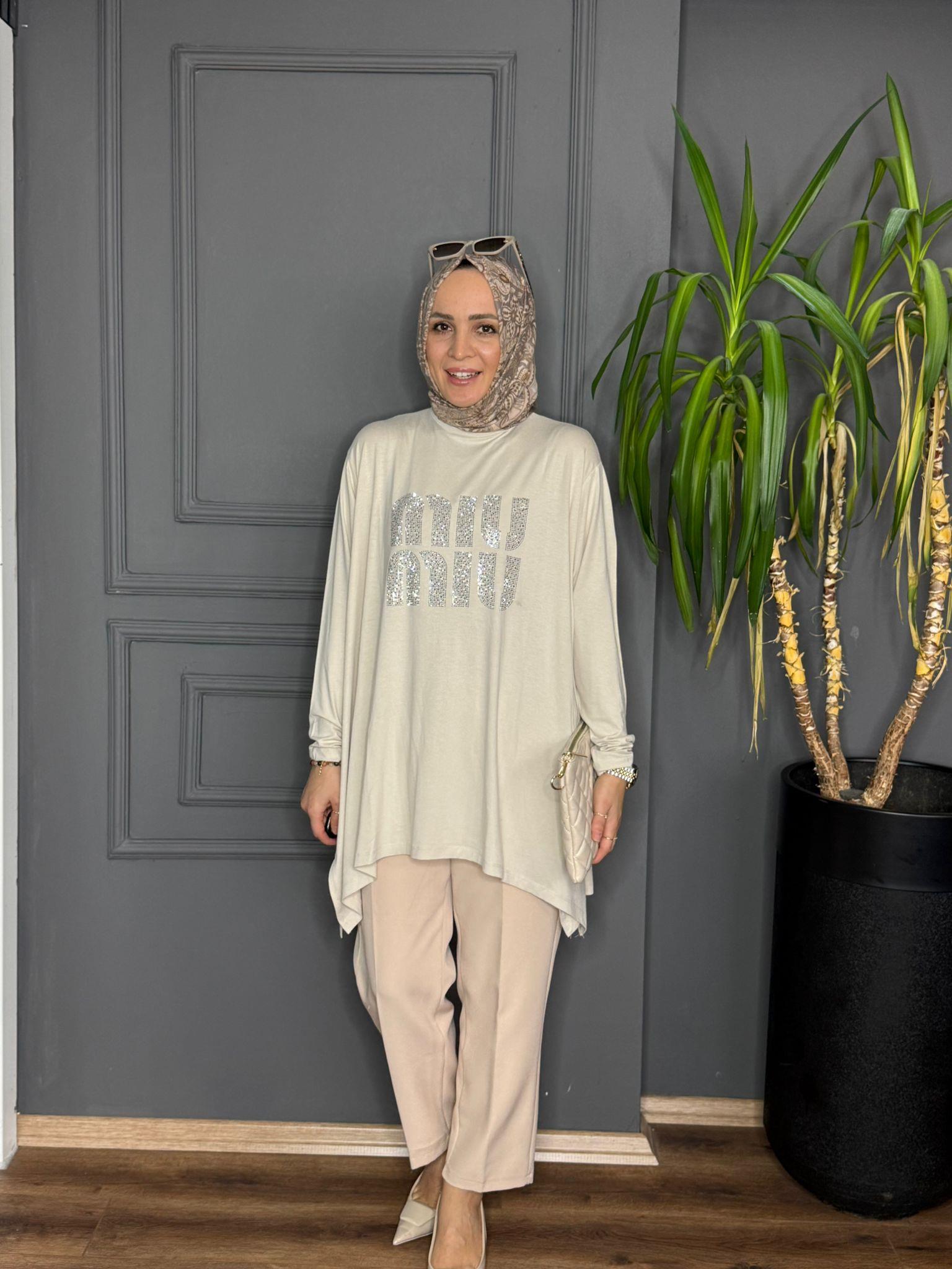 24277 MİU MİU PENYE TUNİK  KREM STD 