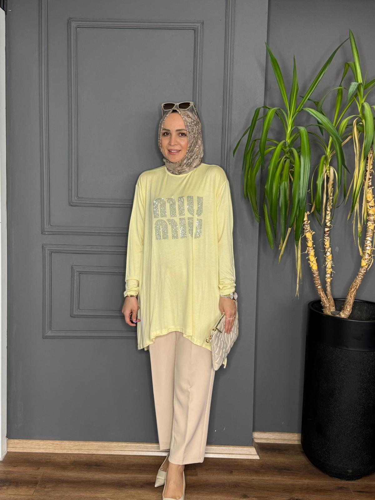 24277 MİU MİU PENYE TUNİK TEREYAĞ SARISI STD 