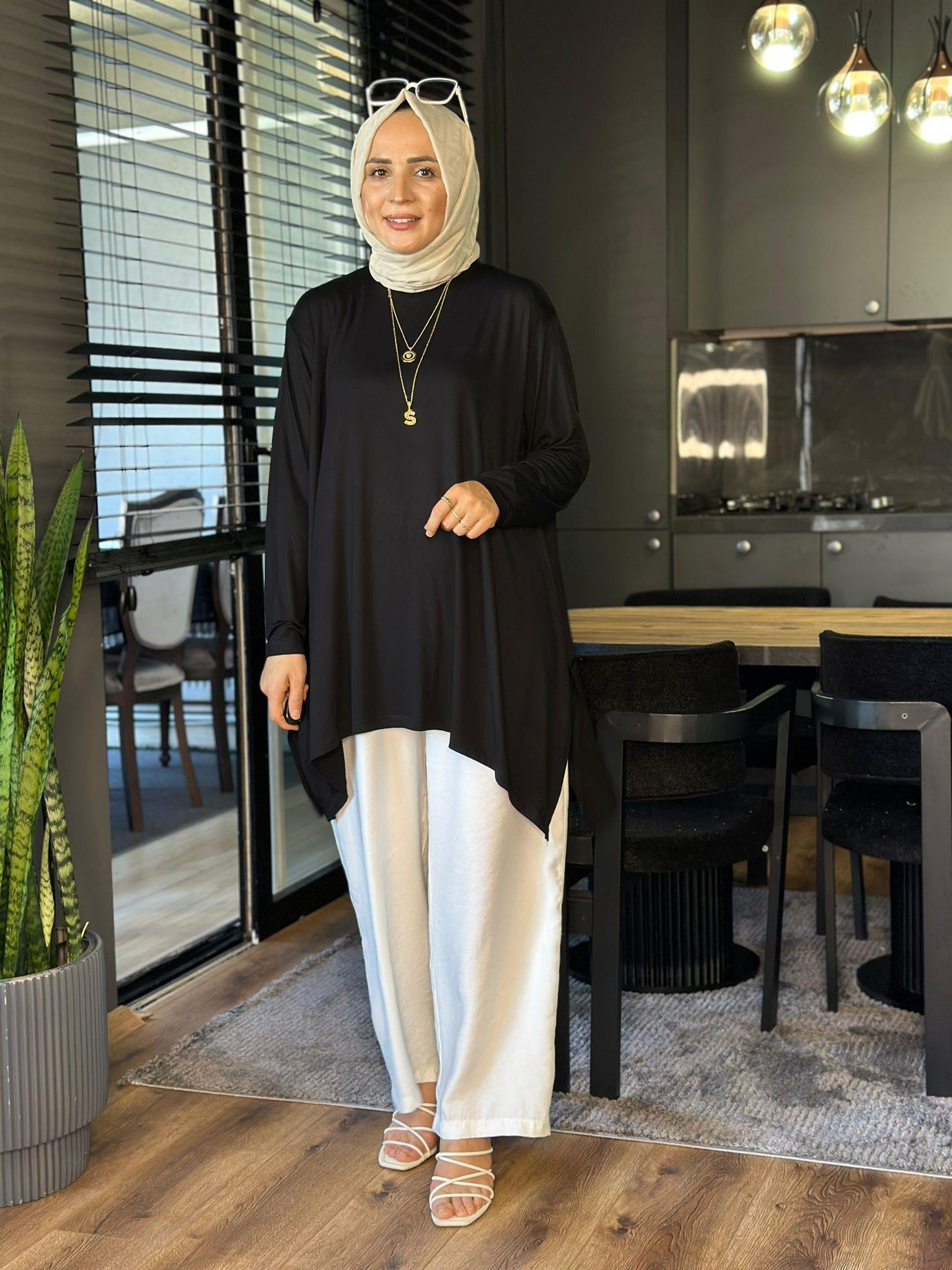 24278 SİYAH PENYE KUMAŞ TUNİK STANDART 