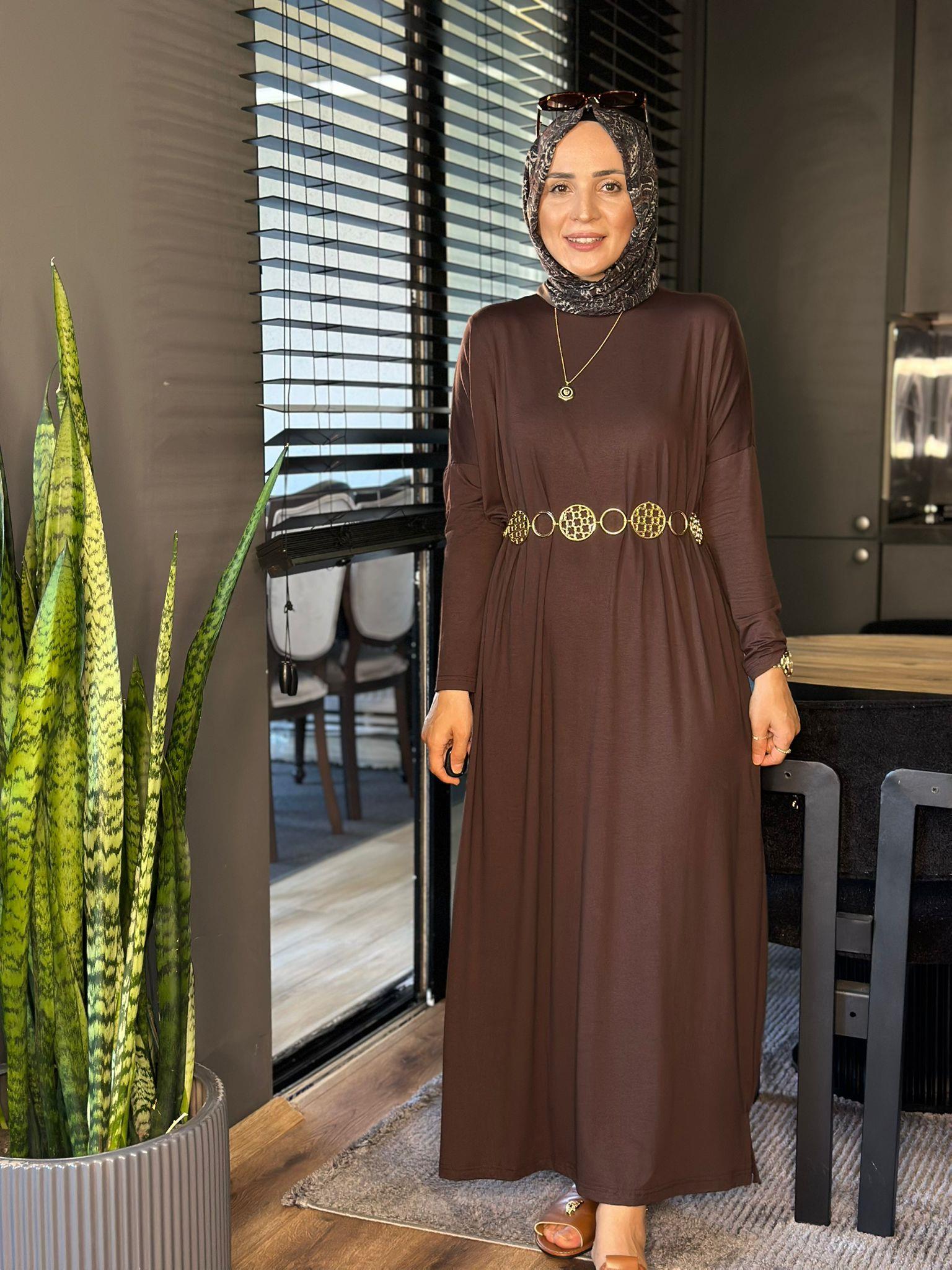 24330 ACI KAHVE PENYE ELBİSE STD