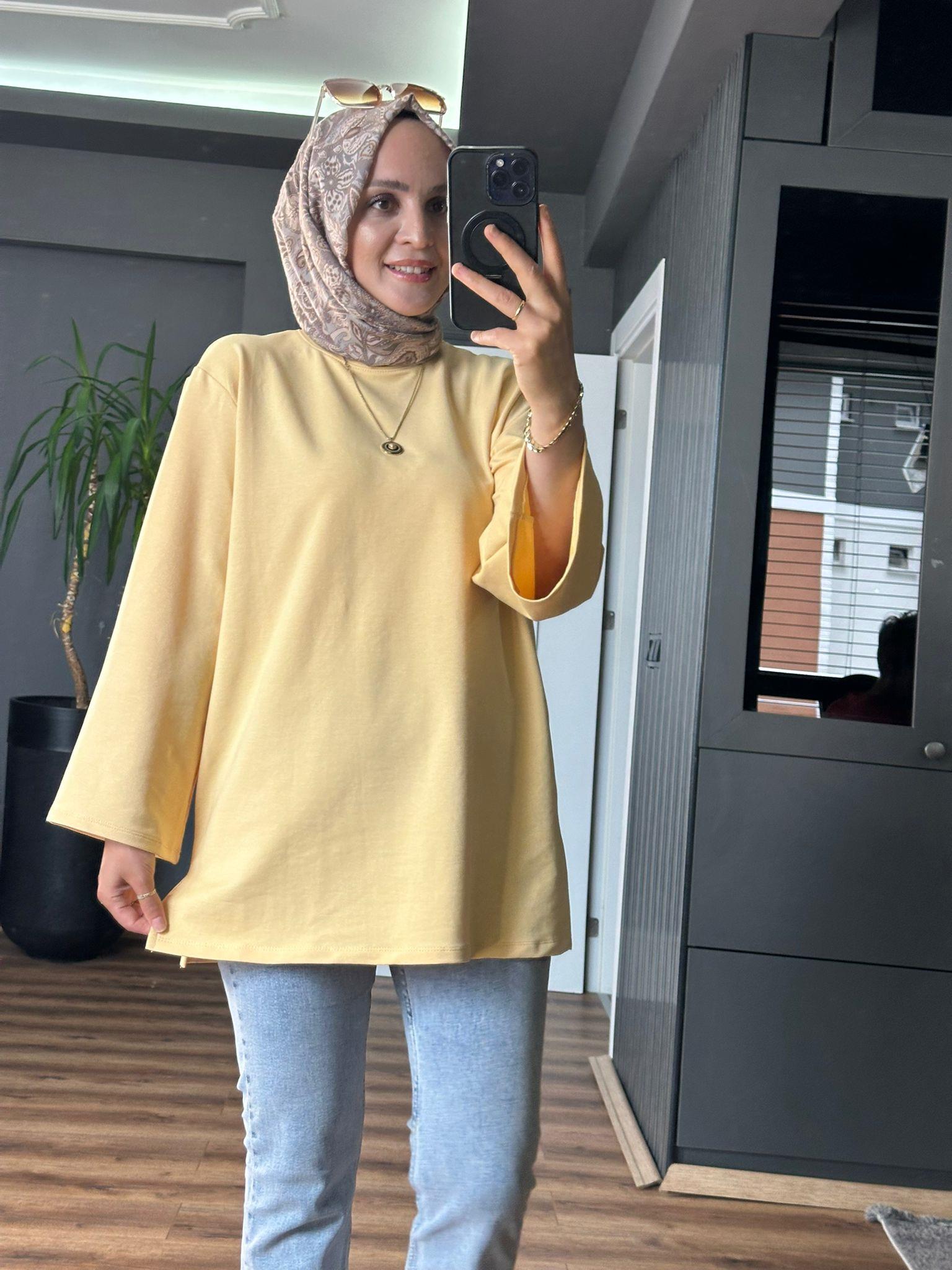24332 TEK İPLİK SARI TUNİK STD