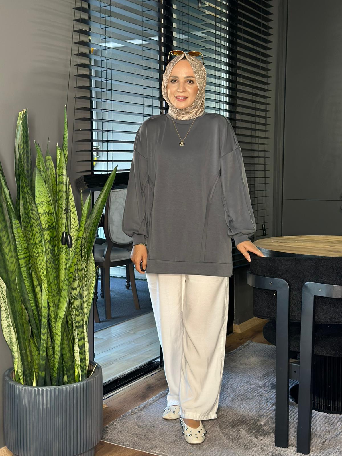 24334 OYSHO TUNİK GRİ 