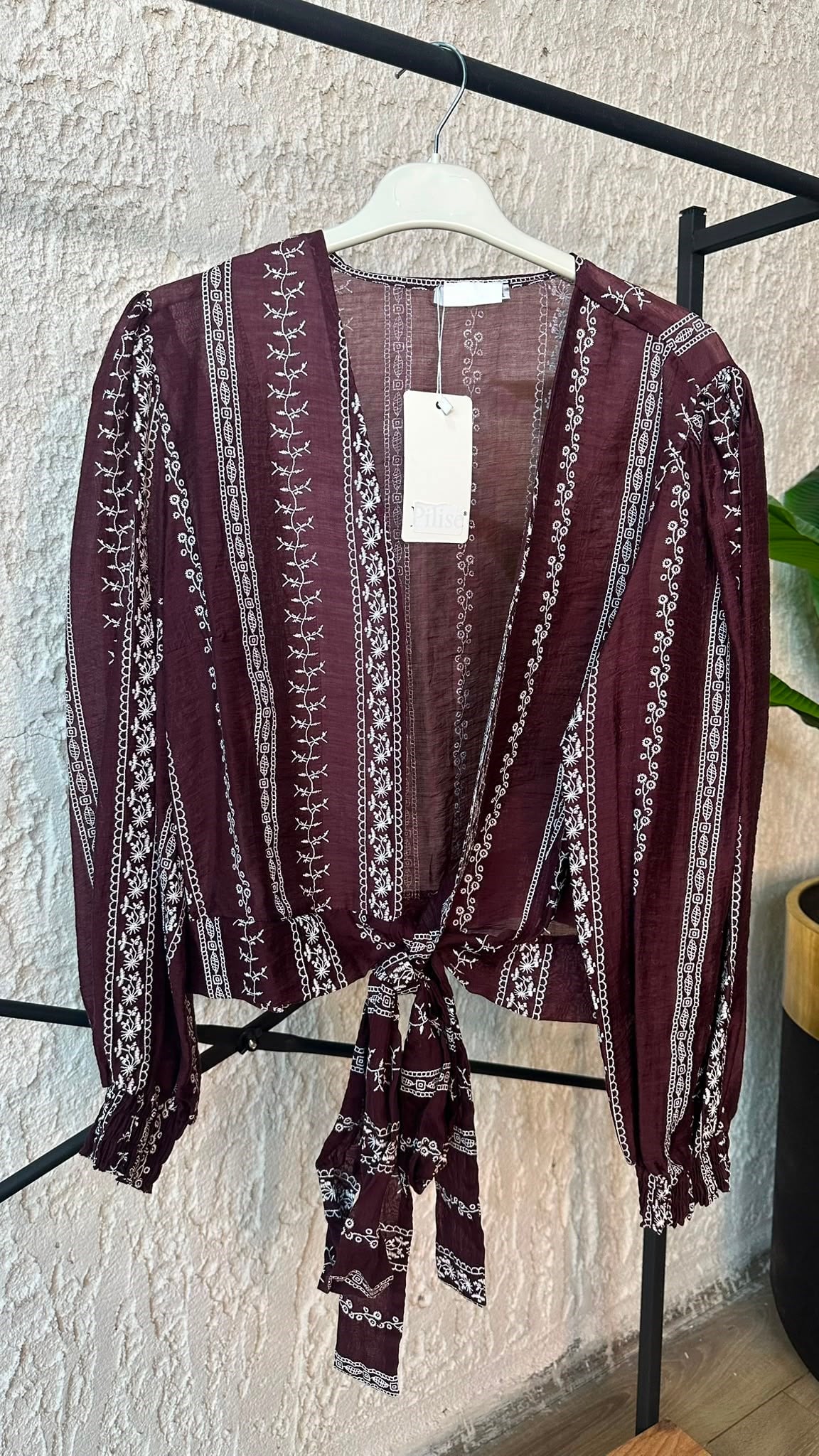 24422 ETNİK DESEN ETEK ÜZERİ BORDO 