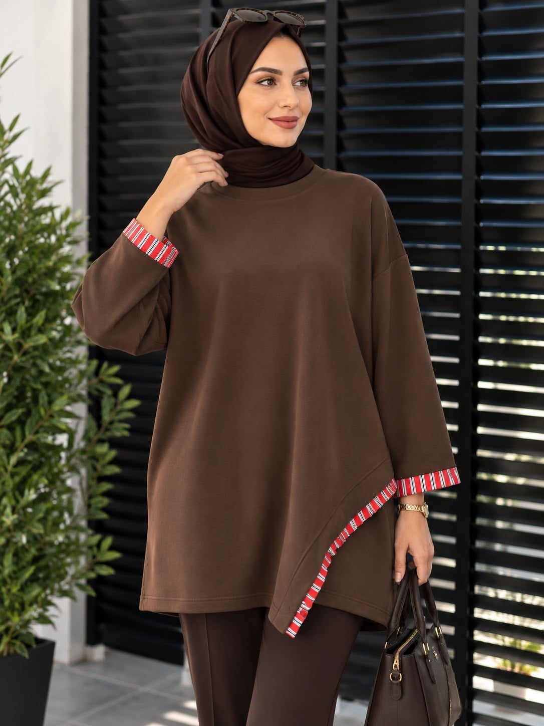 24465 COOKİE TUNİK KAHVERENGİ 