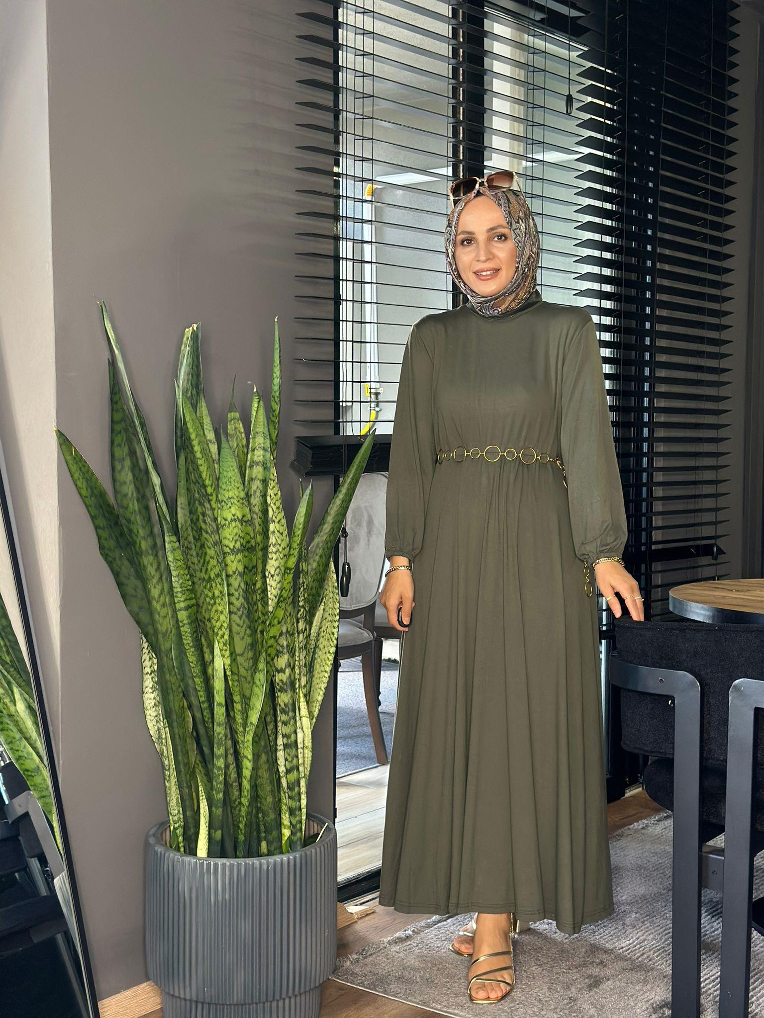 25119  BELİ LASTİKLİ PENYE ELBİSE HAKİ STD