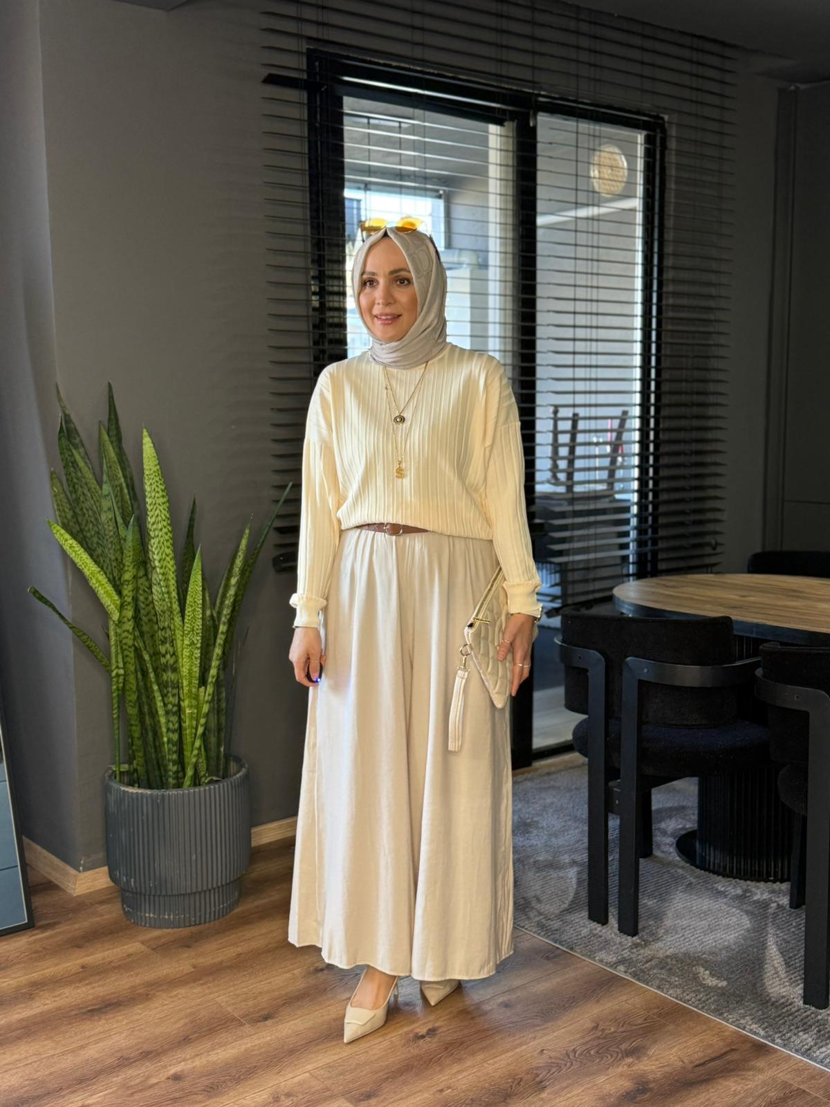 26083 TENSEL ETEK PANTOLON KREM 