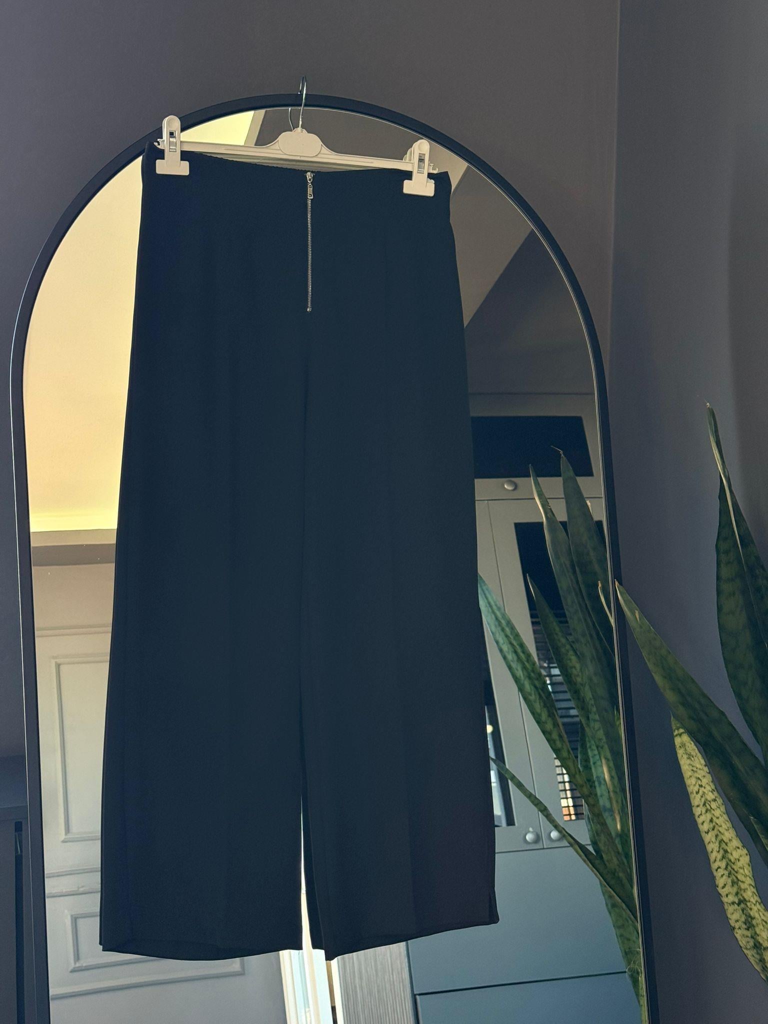 26086 FERMUARLI DÜZ KESİM KUMAŞ PANTOLON  SİYAH 