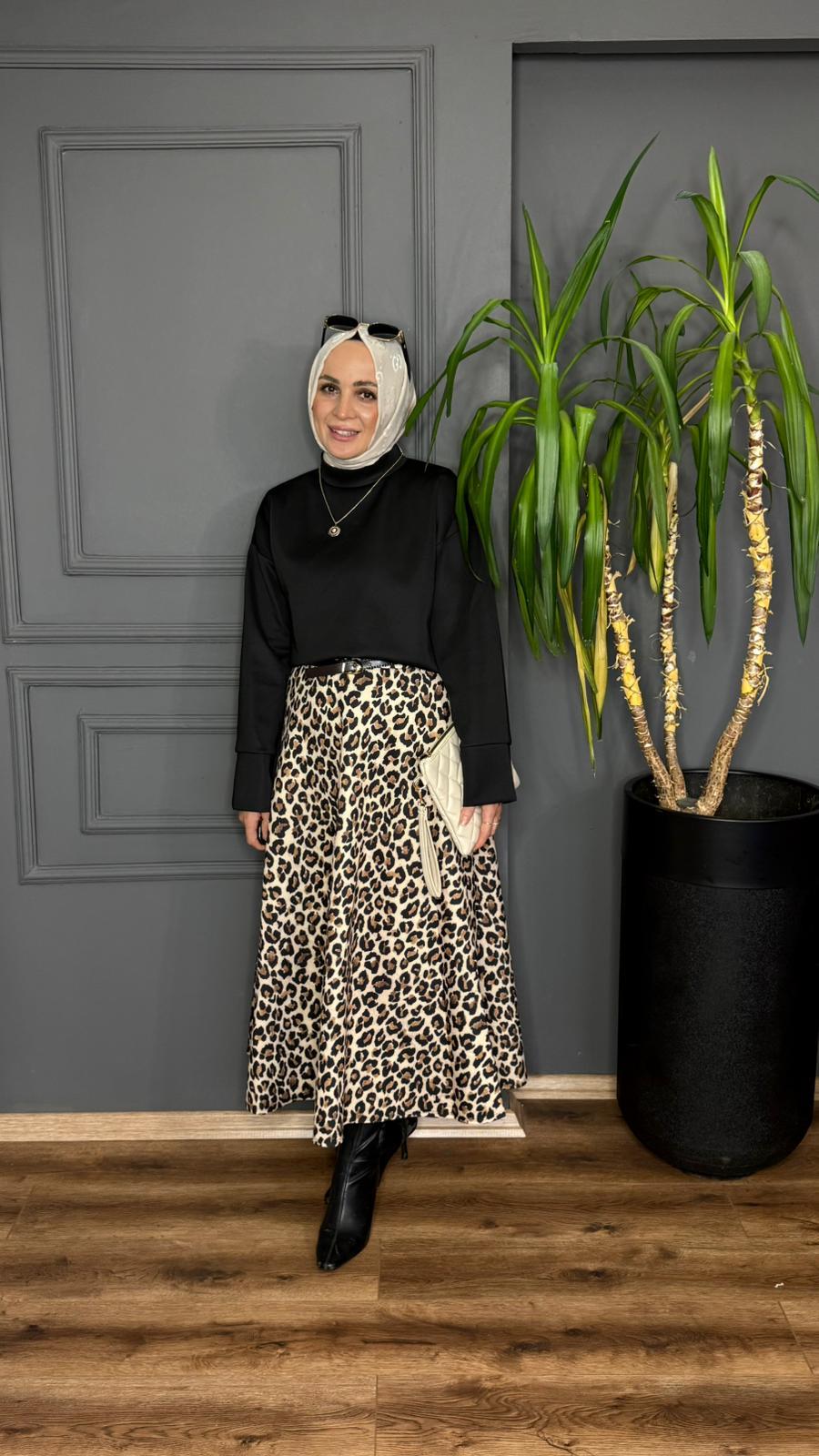 27011 LEOPAR DESEN SCUBA ETEK KREM 