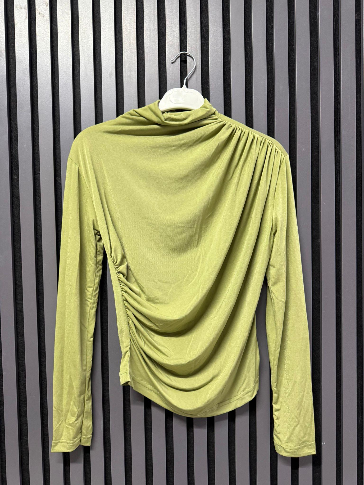 29294 DRAPELİ BLUZ MİNT YEŞİLİ 