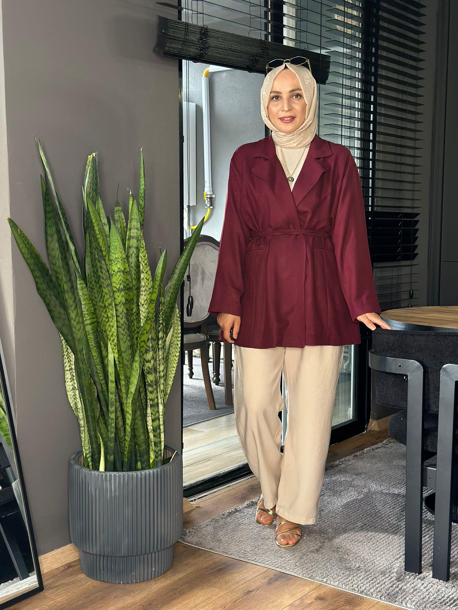 2996 KETEN CEKET BORDO 