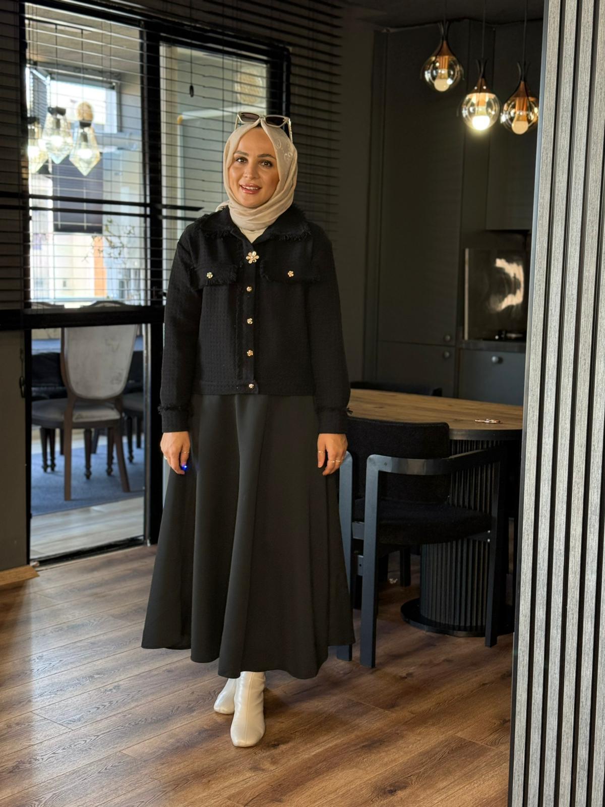32440 PÜSKÜLLÜ CEKET SİYAH 