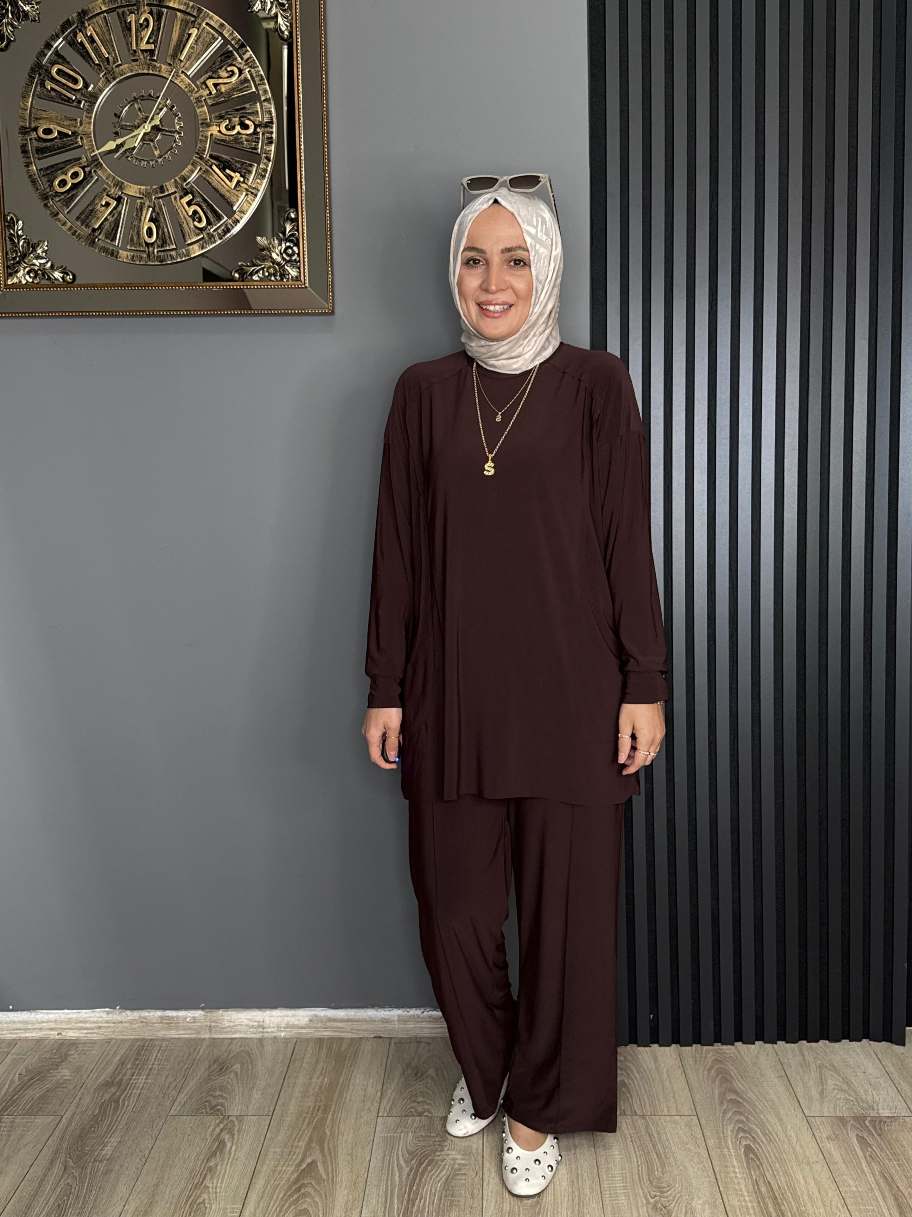 4002 CEPLİ SENDY KUMAŞ TAKIM KAHVERENGİ 
