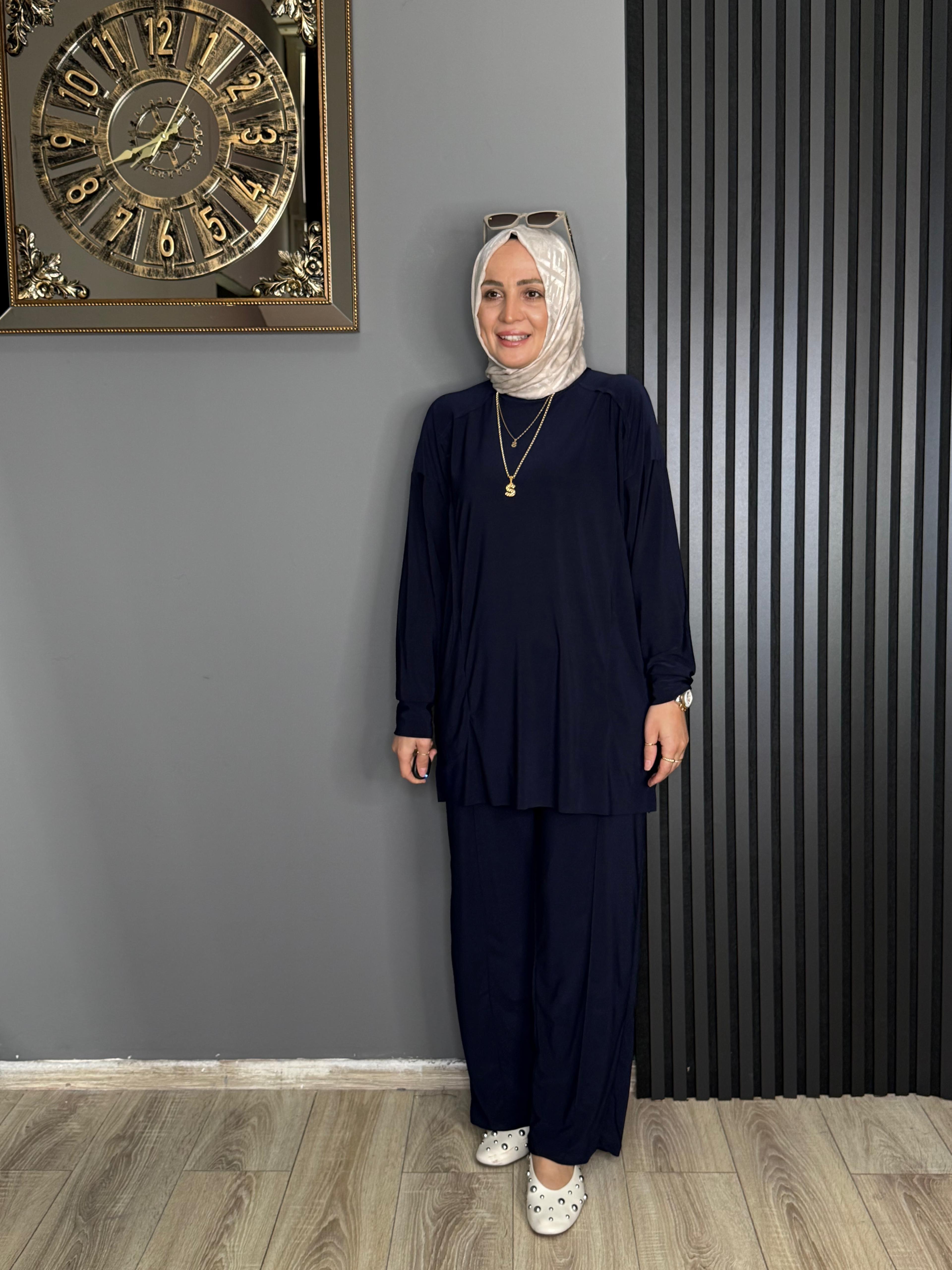 4002 CEPLİ SENDY KUMAŞ TAKIM LACİVERT 