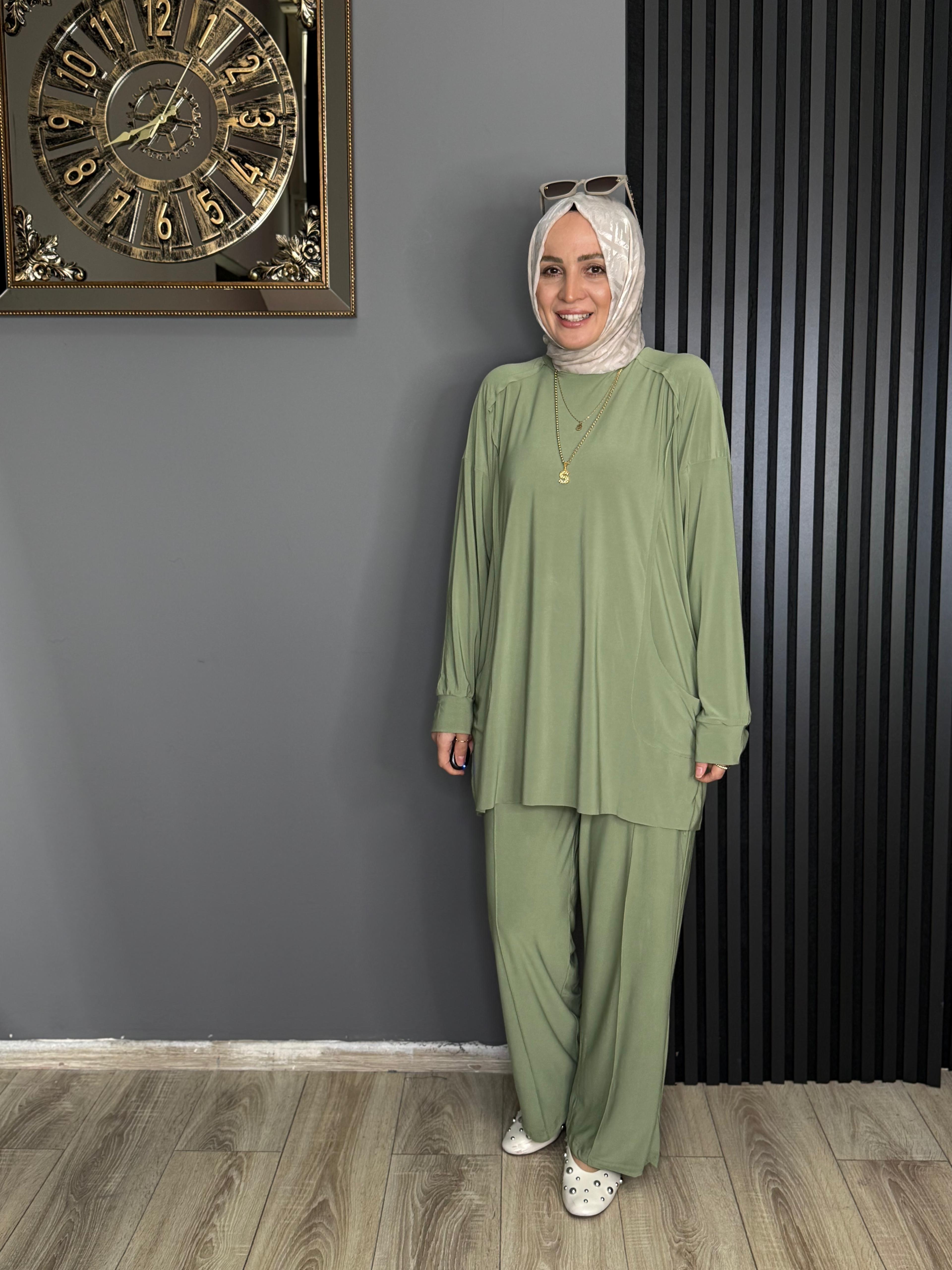 4002 CEPLİ SENDY KUMAŞ TAKIM MİNT YEŞİLİ 