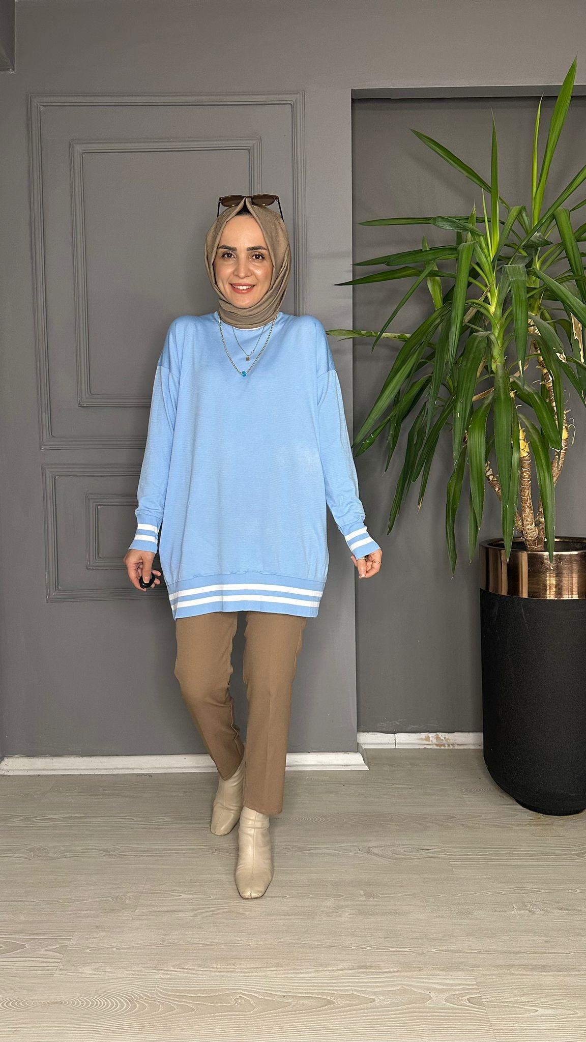 40422 TRİKO KAZAK BEBE MAVİ