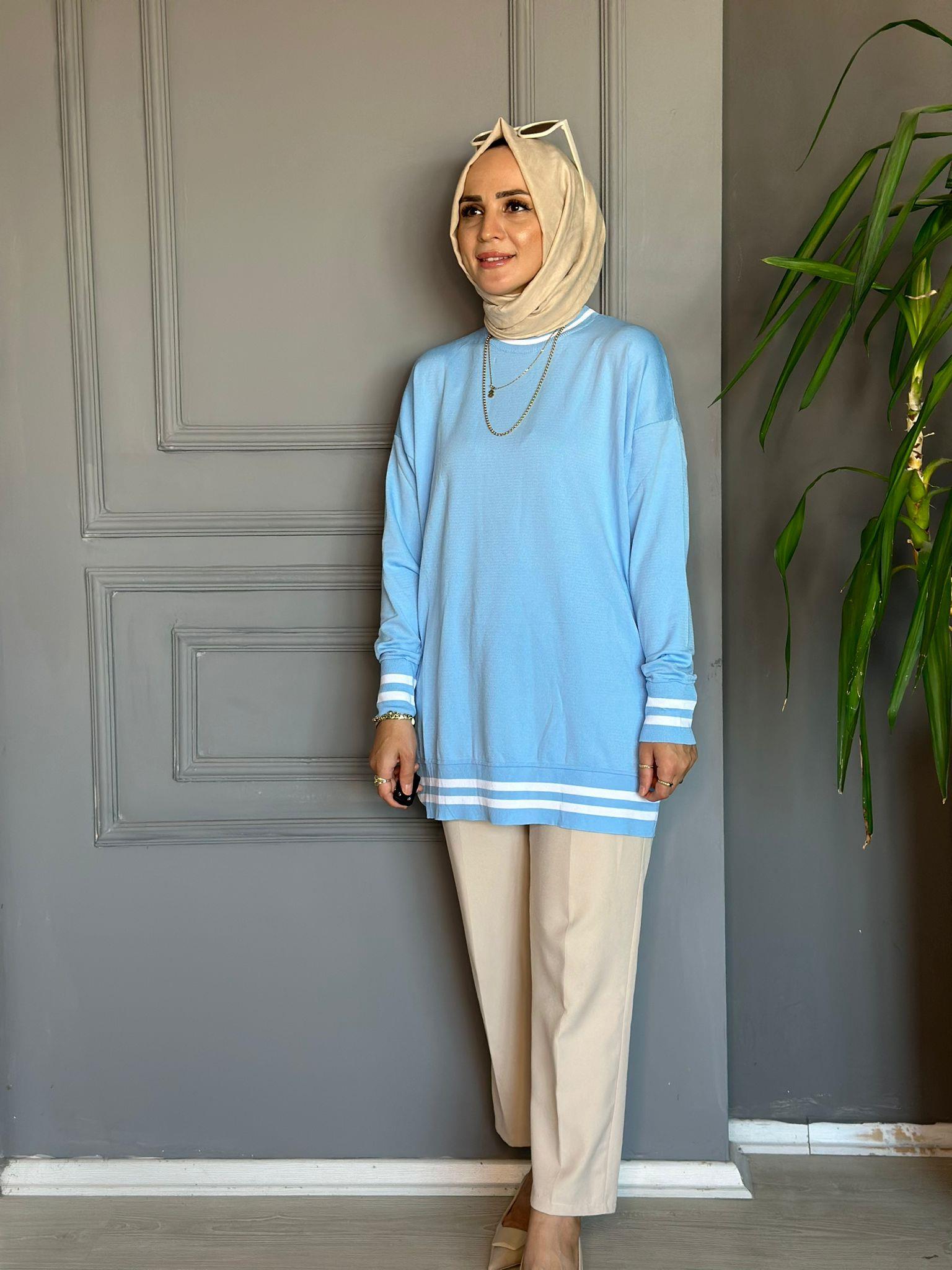 40422  TRİKO  KAZAK BEBE MAVİ