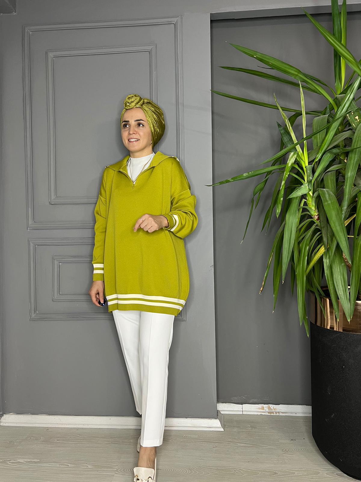 40643 TRİKO KAZAK YAĞ YEŞİL