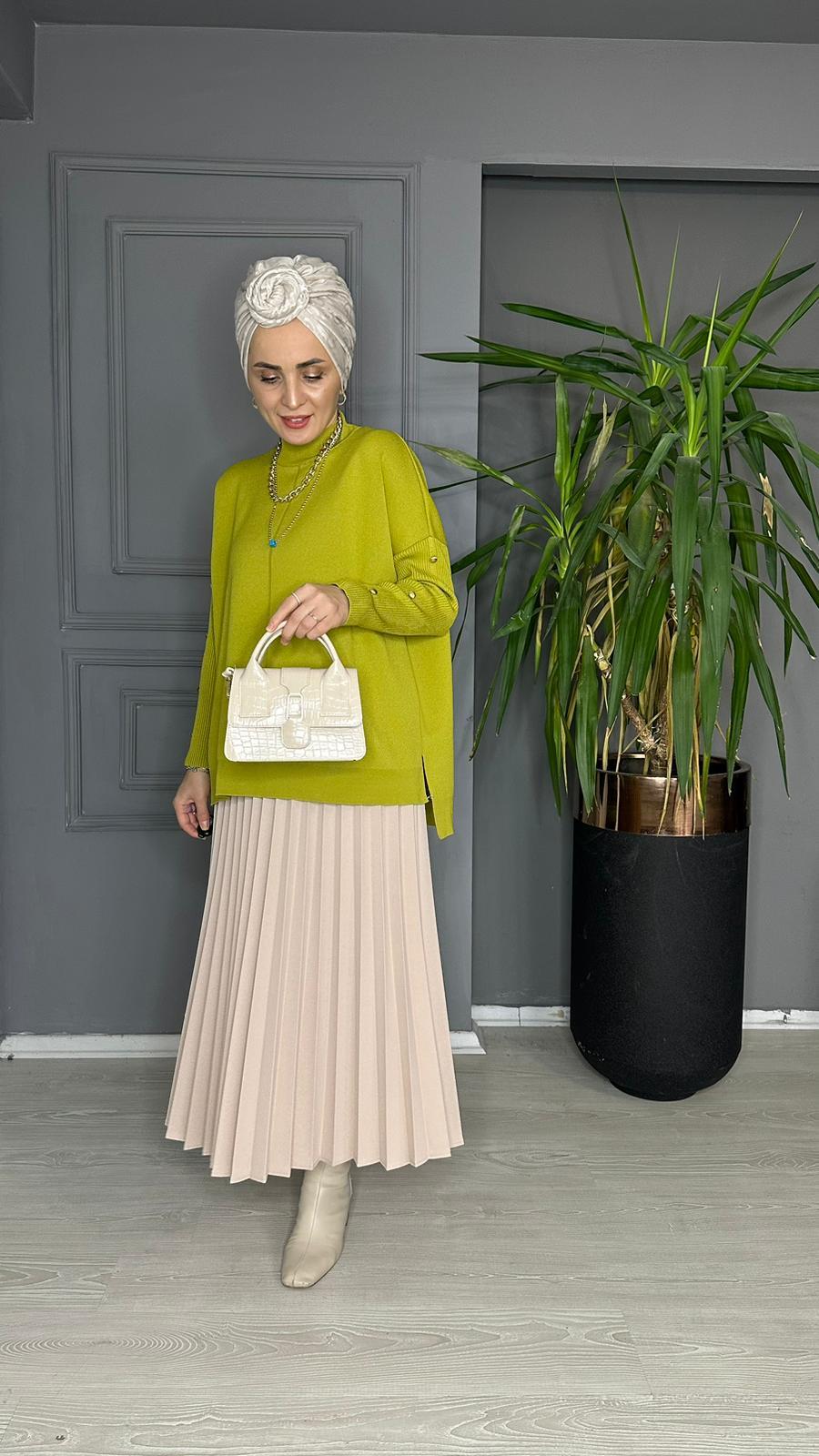 40689 DÜĞMELİ ÇELİK ÖRME TRİKO YAĞ YEŞİL 