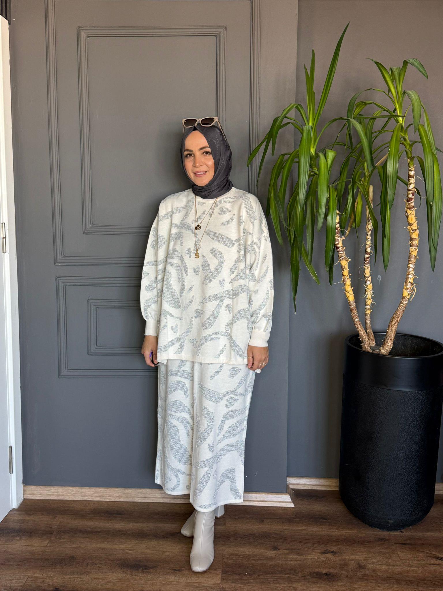 40702 SİM DESEN EKRU TAKIM STD 