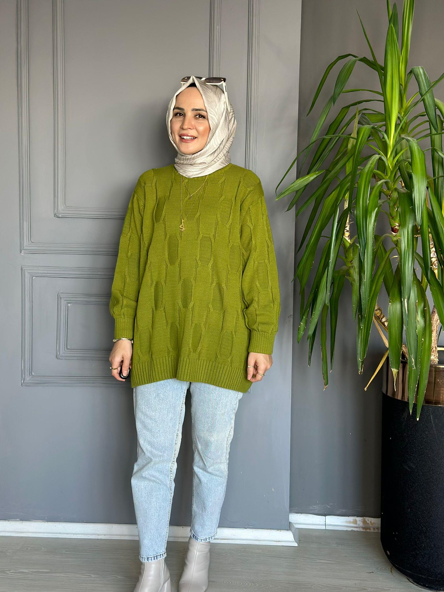 40743 BAKLAVA DESEN KAZAK YAĞ YEŞİL