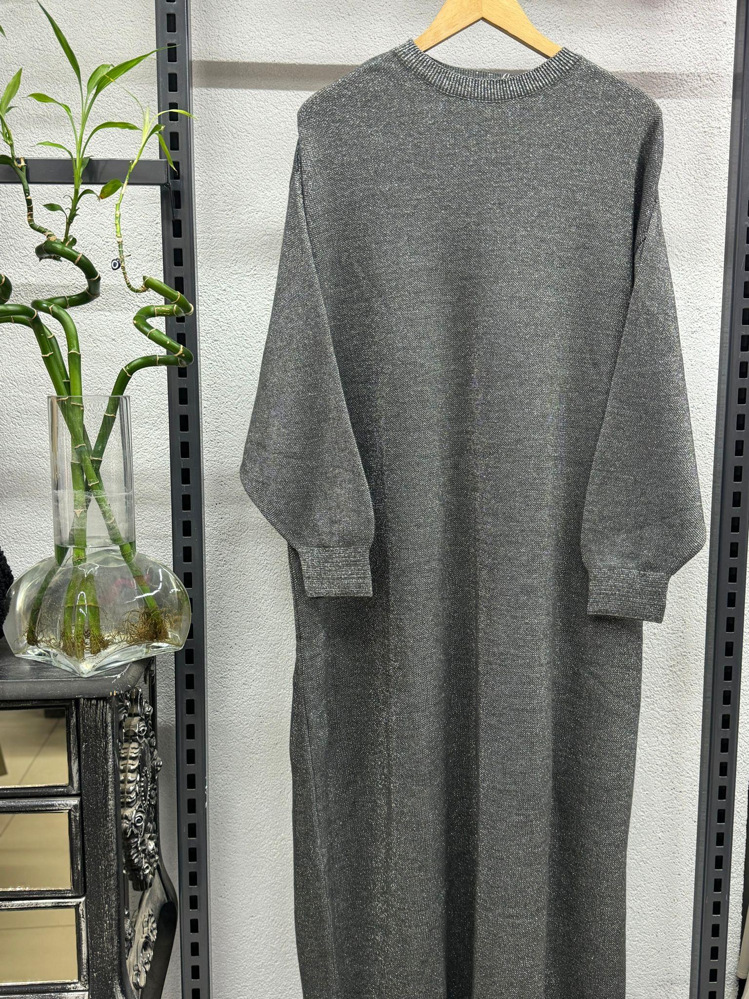 40920 SİMLİ ELBİSE GRİ