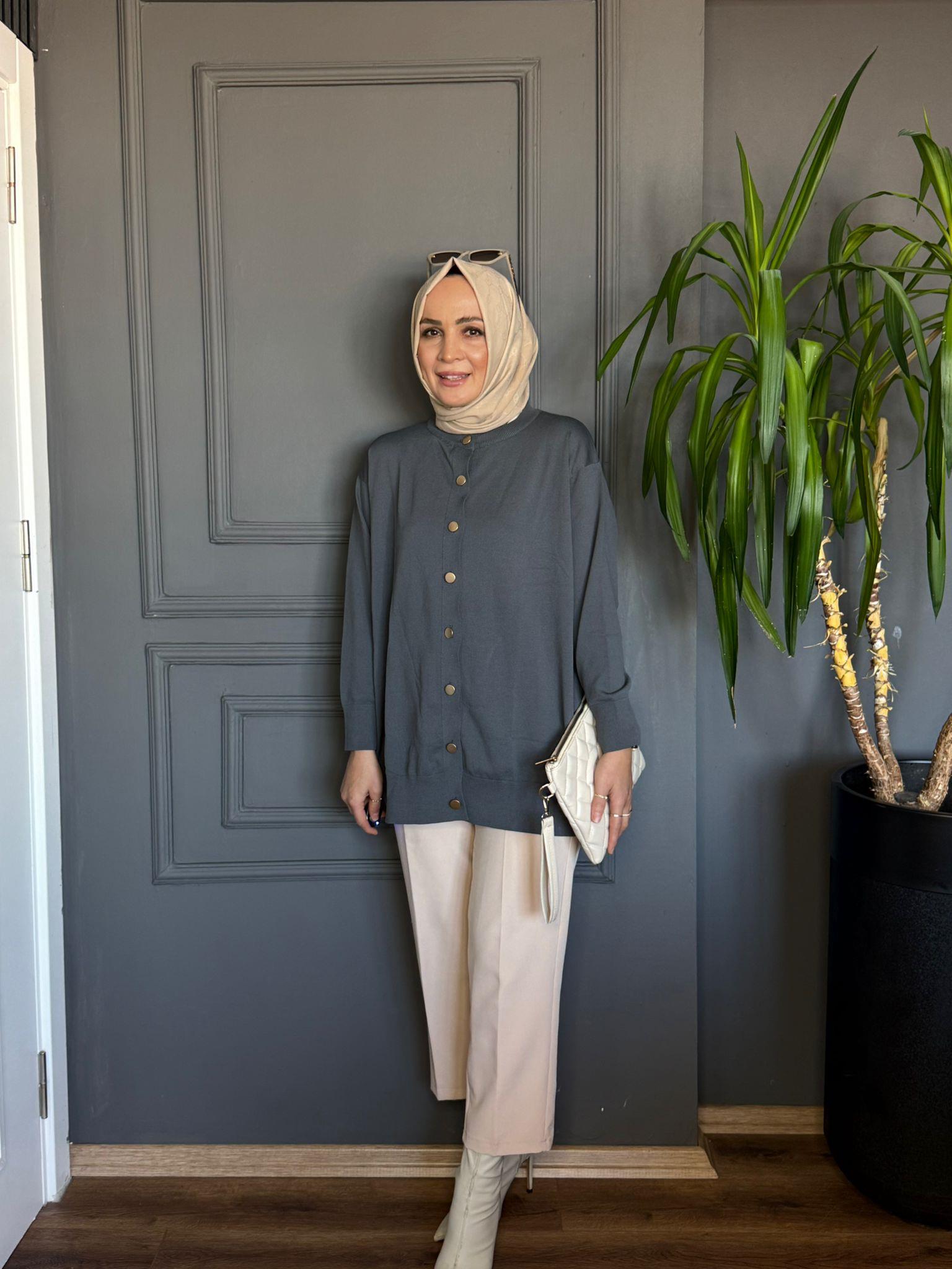 40969 MERSERİZE HIRKA GRİ