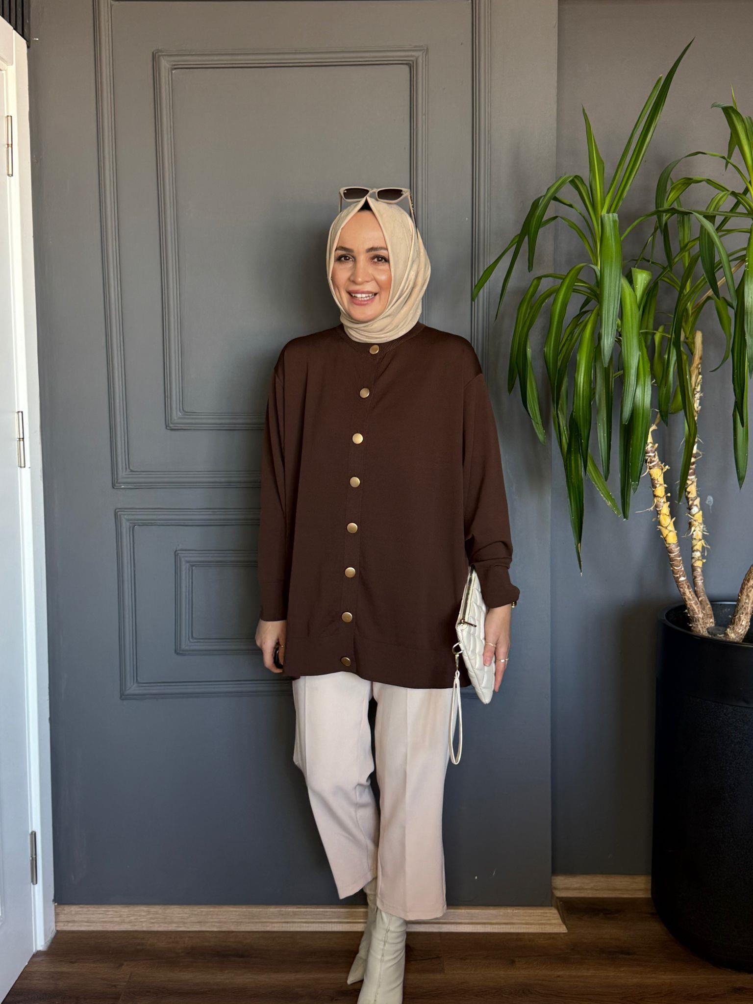 40969 MERSERİZE HIRKA KAHVERENGİ