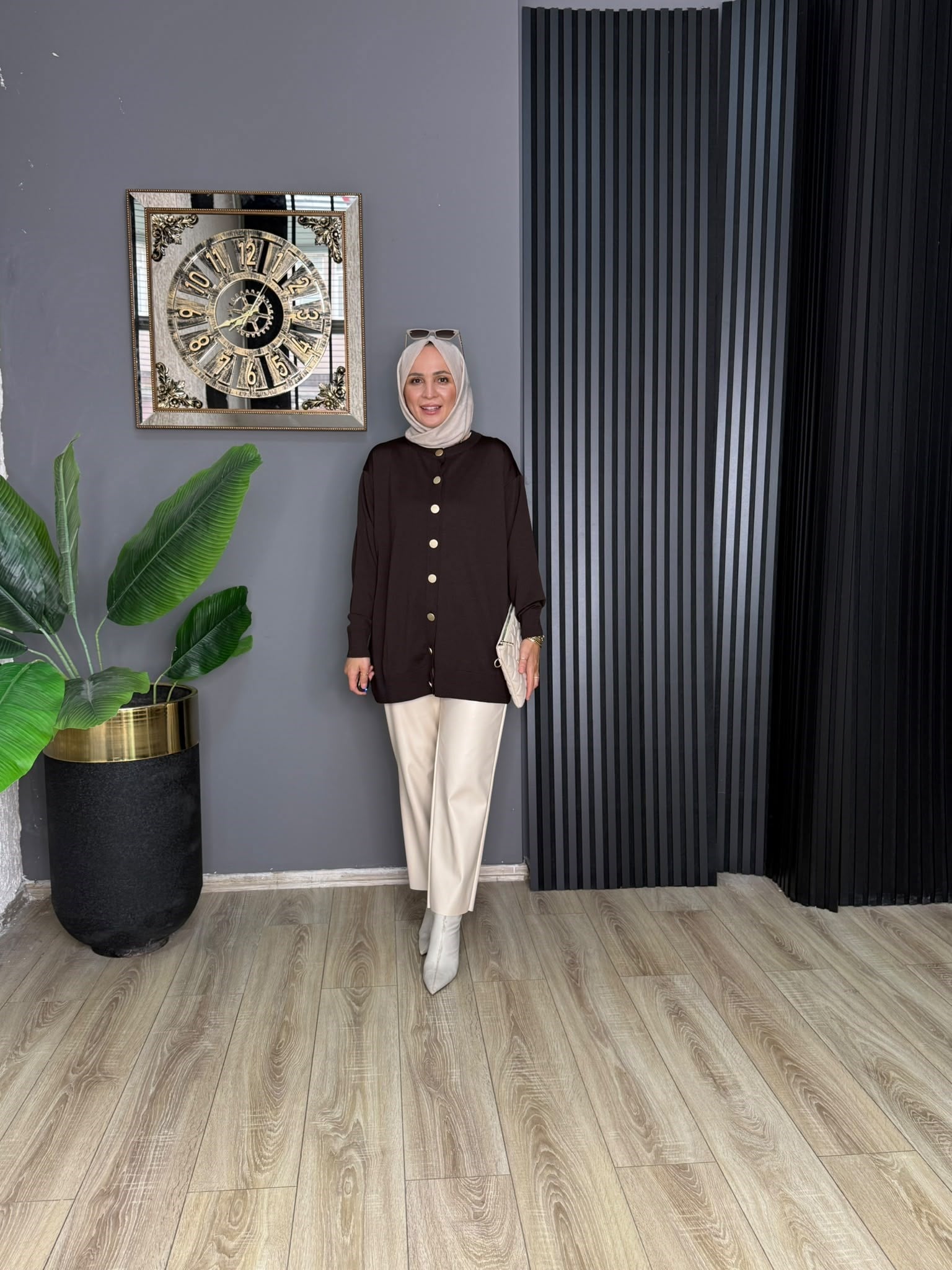 40969 MERSERİZE HIRKA KAHVERENGİ STD 