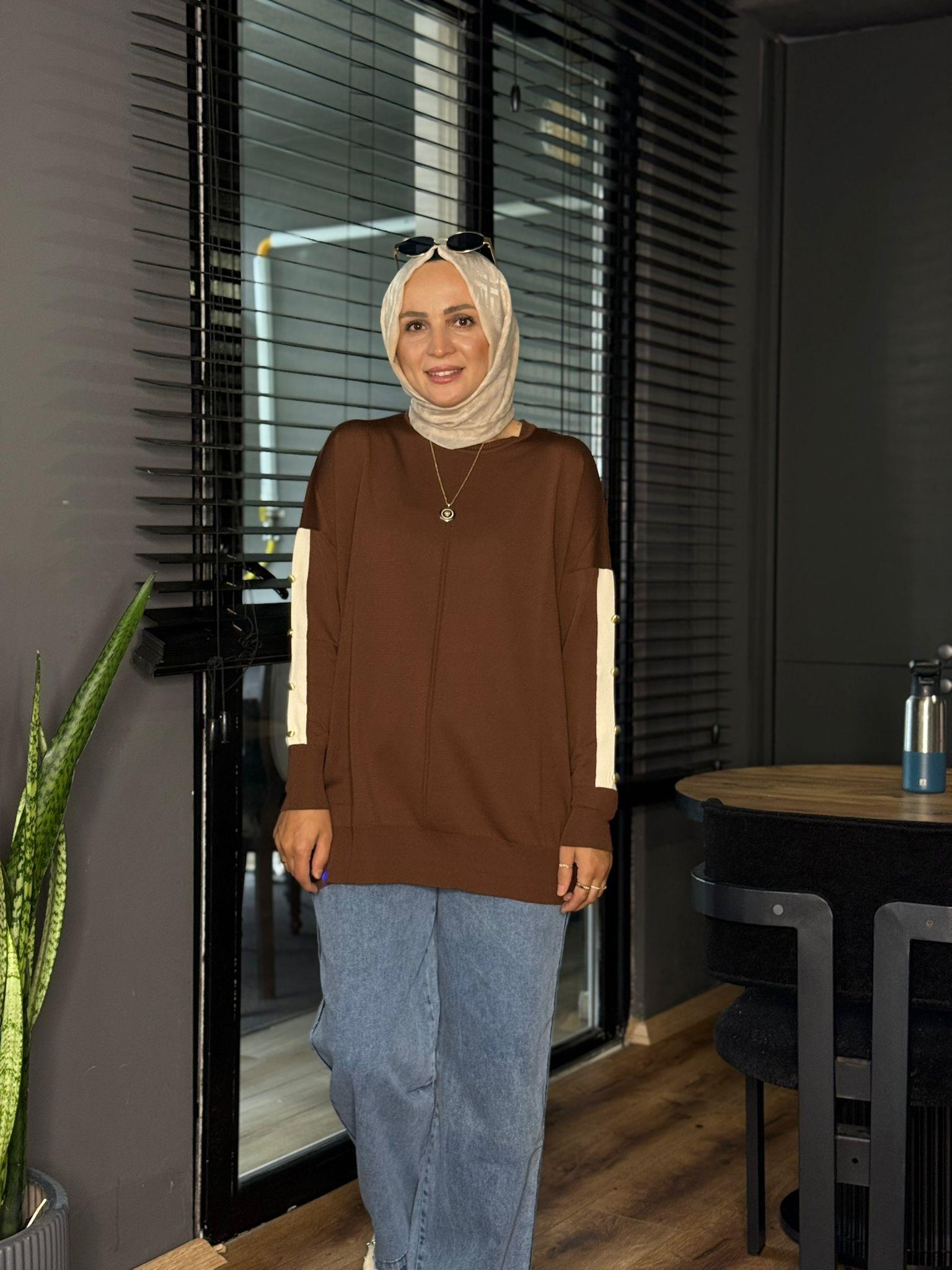 40994 KOL DETAY MERSERİZE TRİKO KAHVERENGİ STD