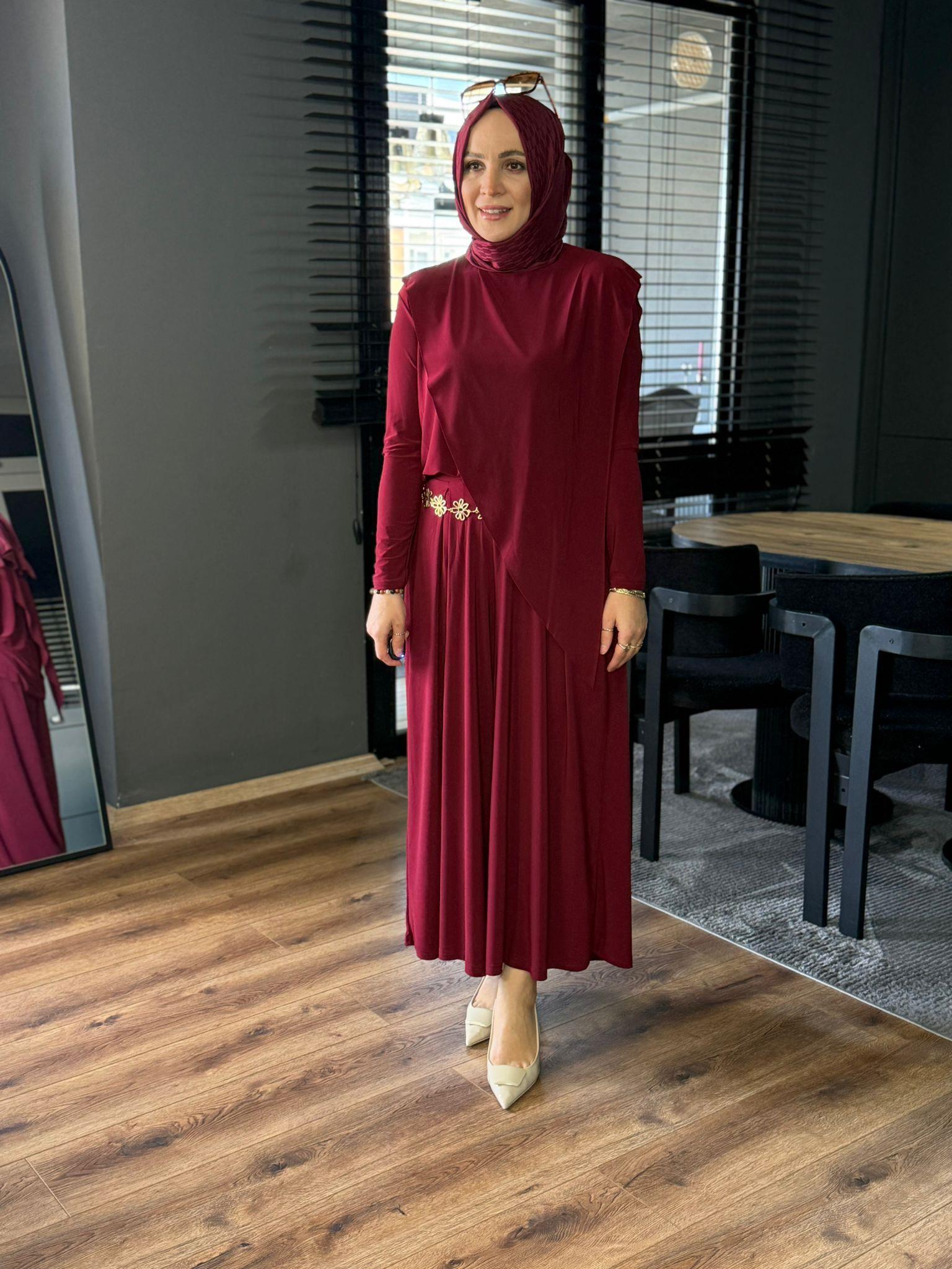 4214 ASİMETRİK TAKIM BORDO 