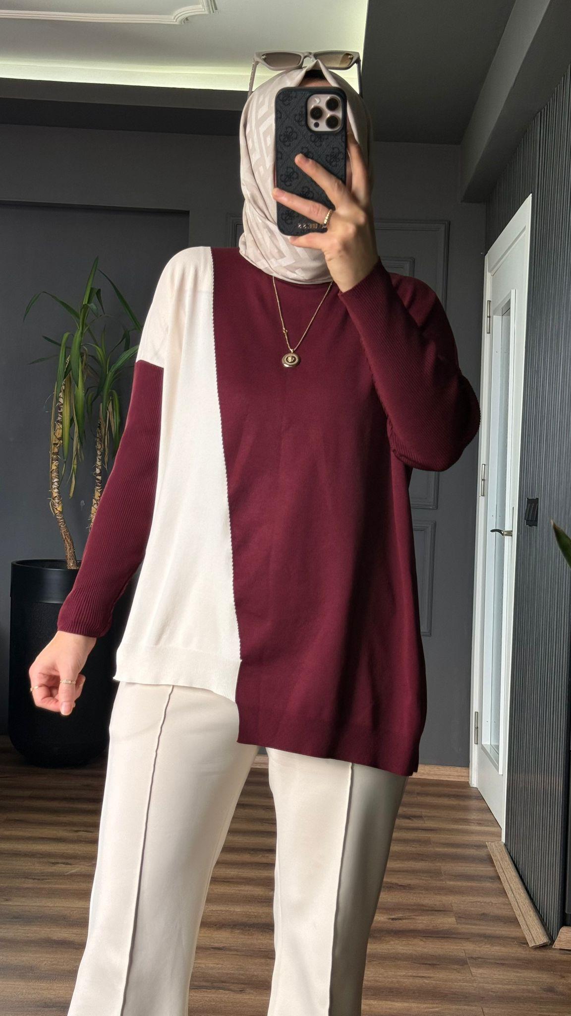 44029 ÇİFT RENK MERSERİZE BORDO