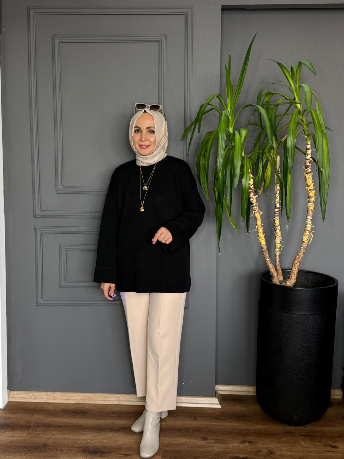 44186 SİMLİ KAZAK SİYAH 