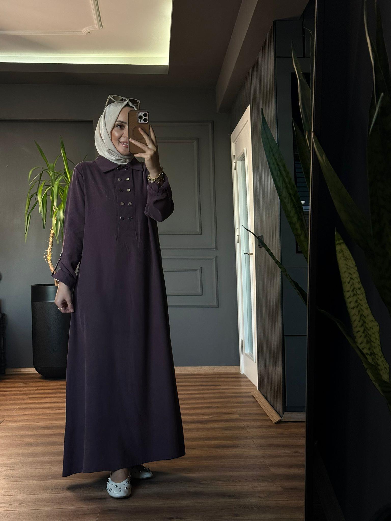 4602 ÇIT ÇIT DETAY ELBİSE MÜRDÜM S-M