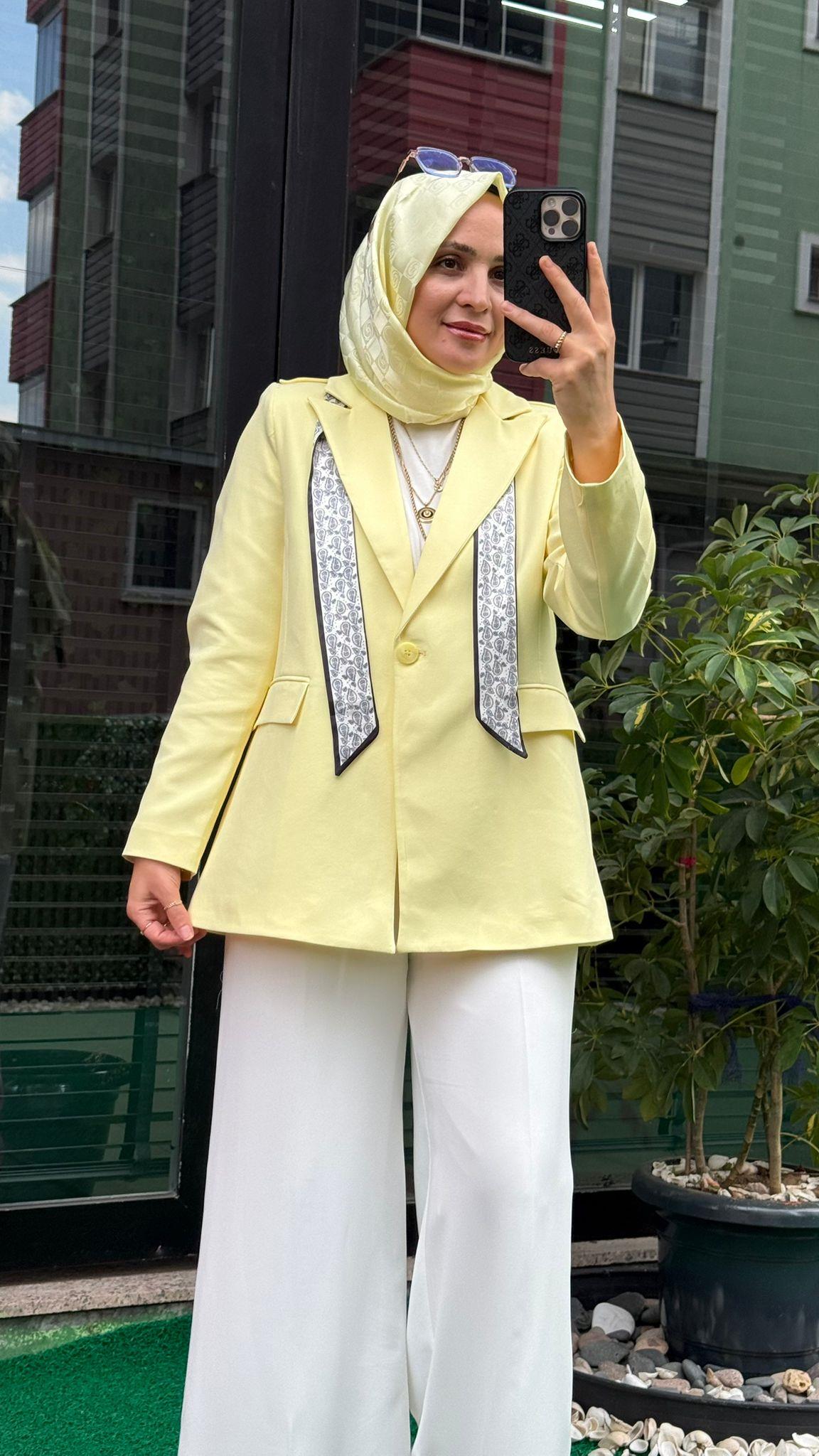 464646 FULAR DETAY CEKET SARI 36