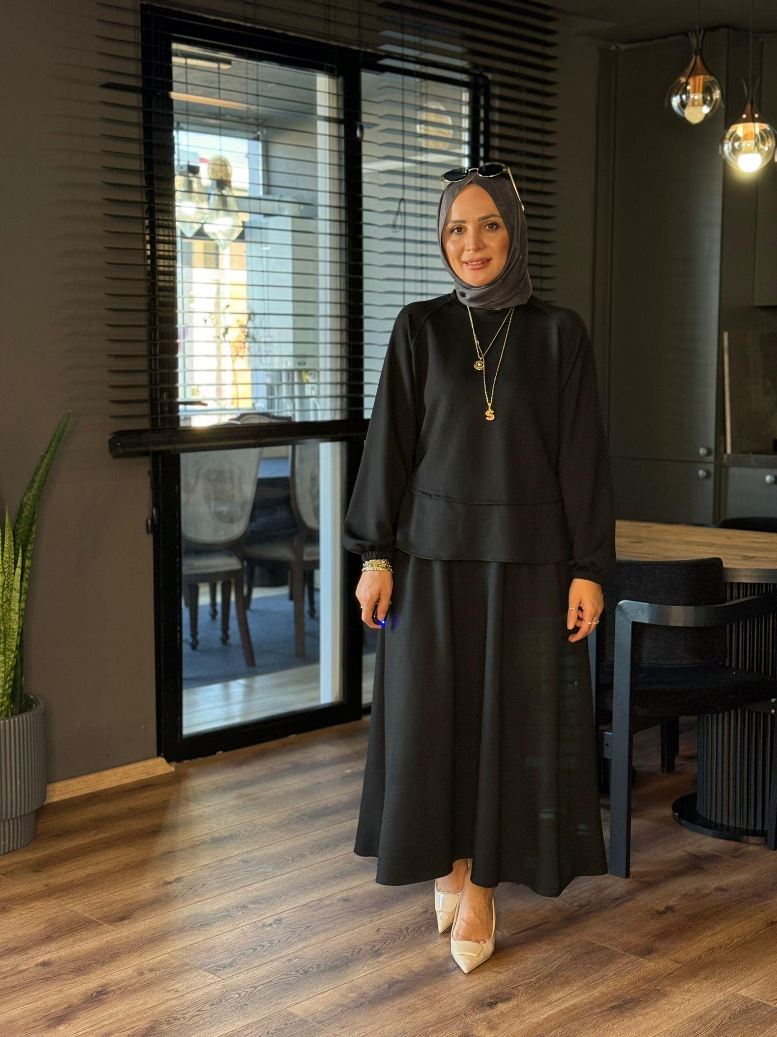 5009 OYSHO ETEKLİ TAKIM SİYAH 
