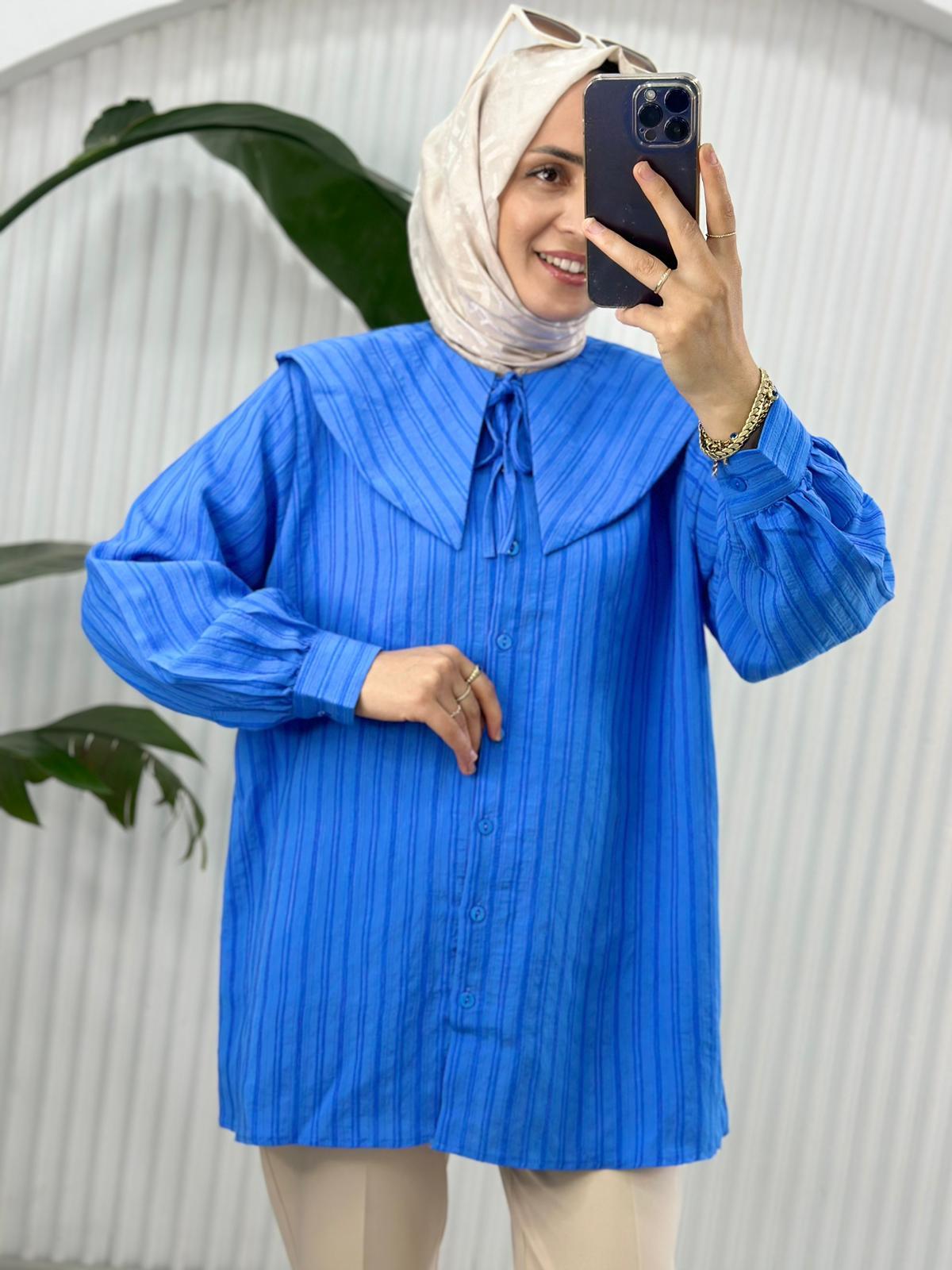 5027 YAKALI GÖMLEK MAVİ 