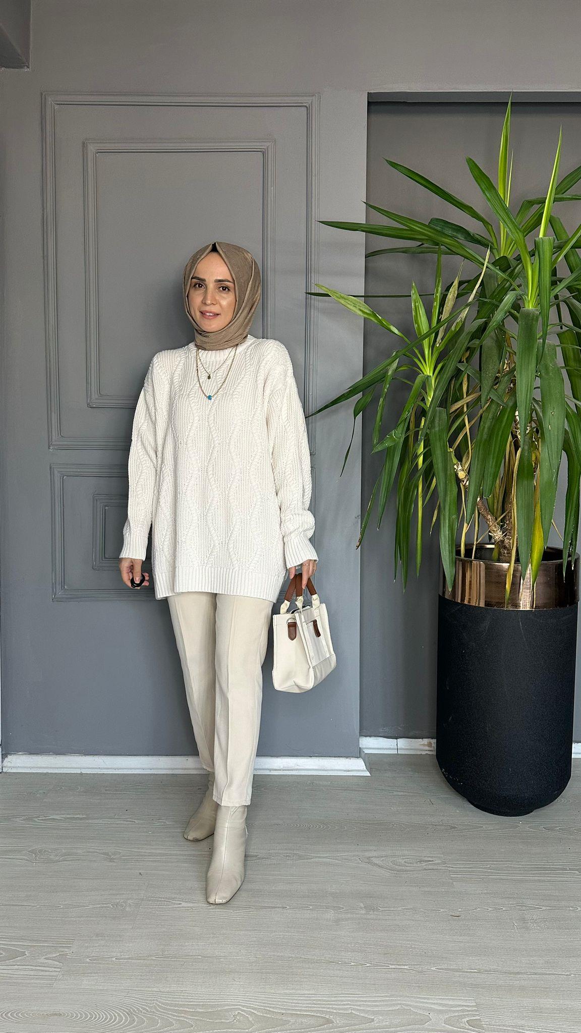 50536 ÖRGÜ DETAY KAZAK BEYAZ 