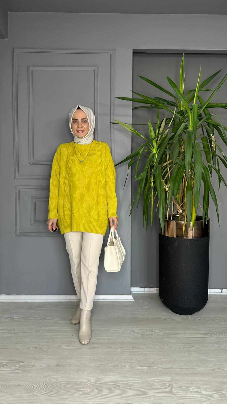 50536 ÖRGÜ DETAY KAZAK YAĞ YEŞİL