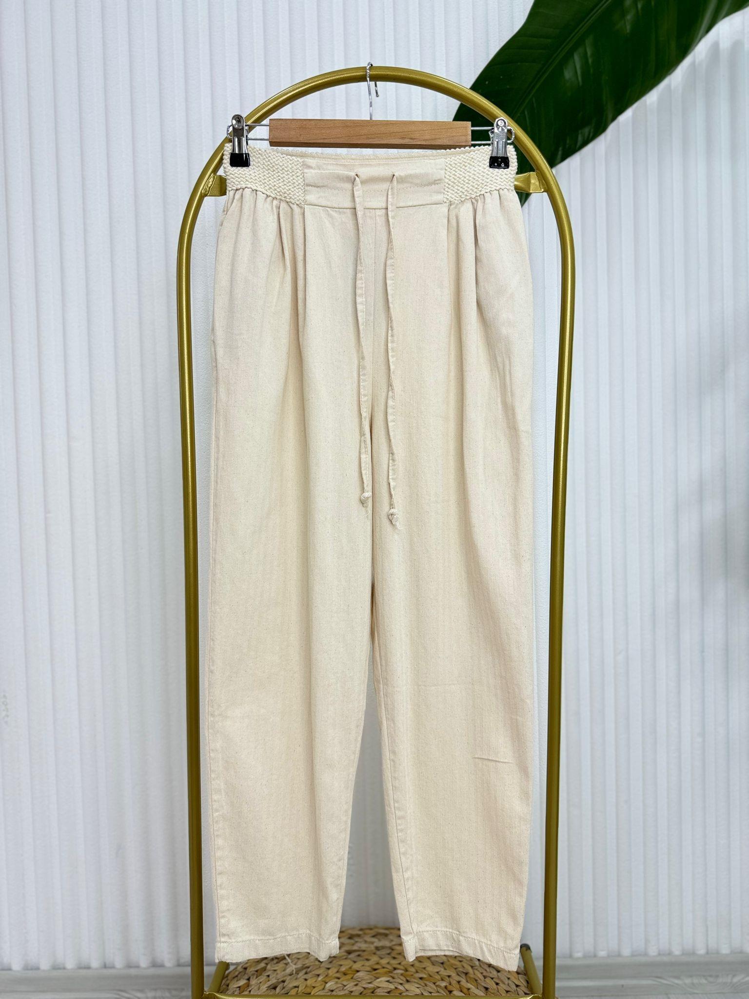50552 BELİ LASTİKLİ KETEN PANTOLON 