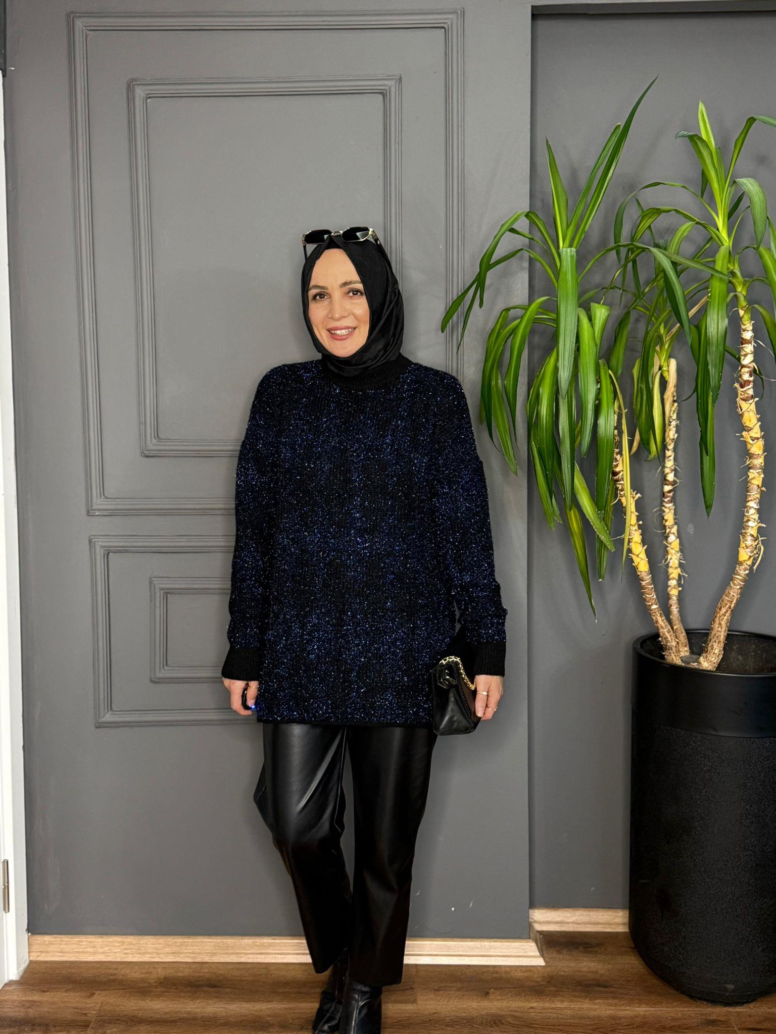 51118 IŞIKTI KAZAK MAVİ