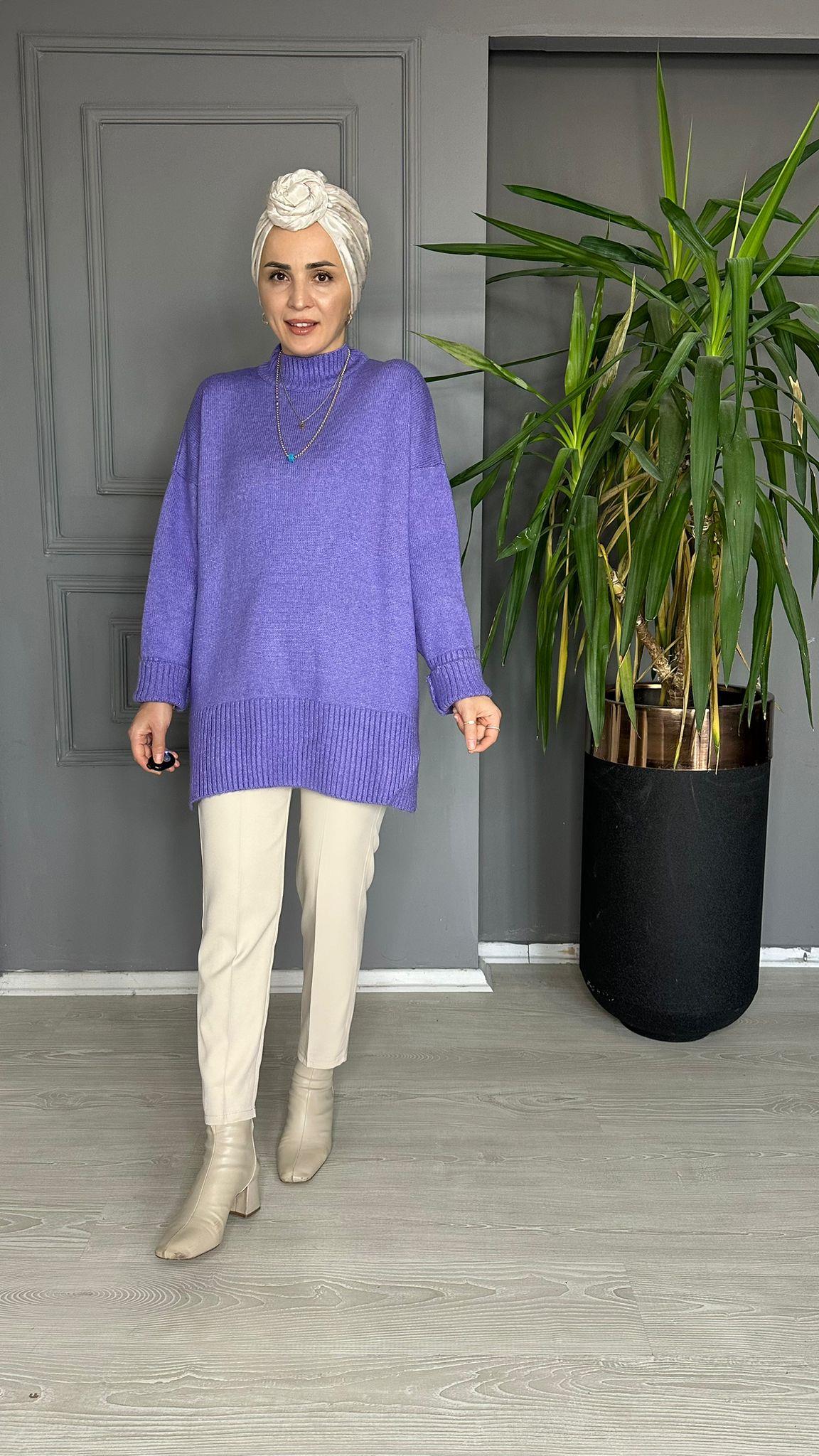 51701 BOĞAZLI TRİKO KAZAK LİLA 