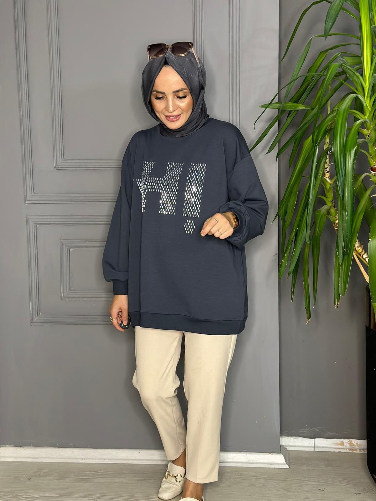 5241 Hİ YAZILI SWEAT GRİ 
