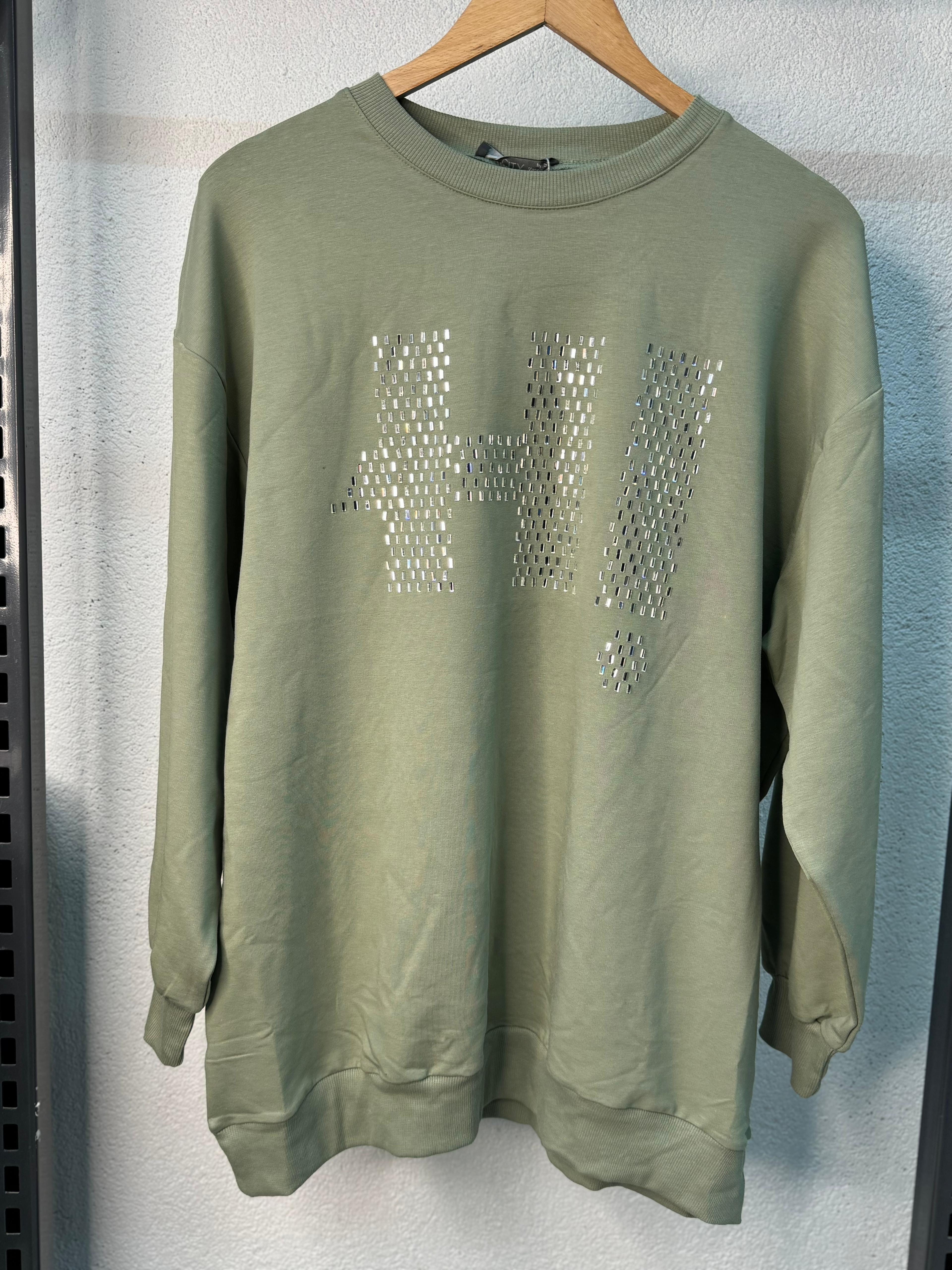 5241 Hİ YAZILI SWEAT YEŞİL  