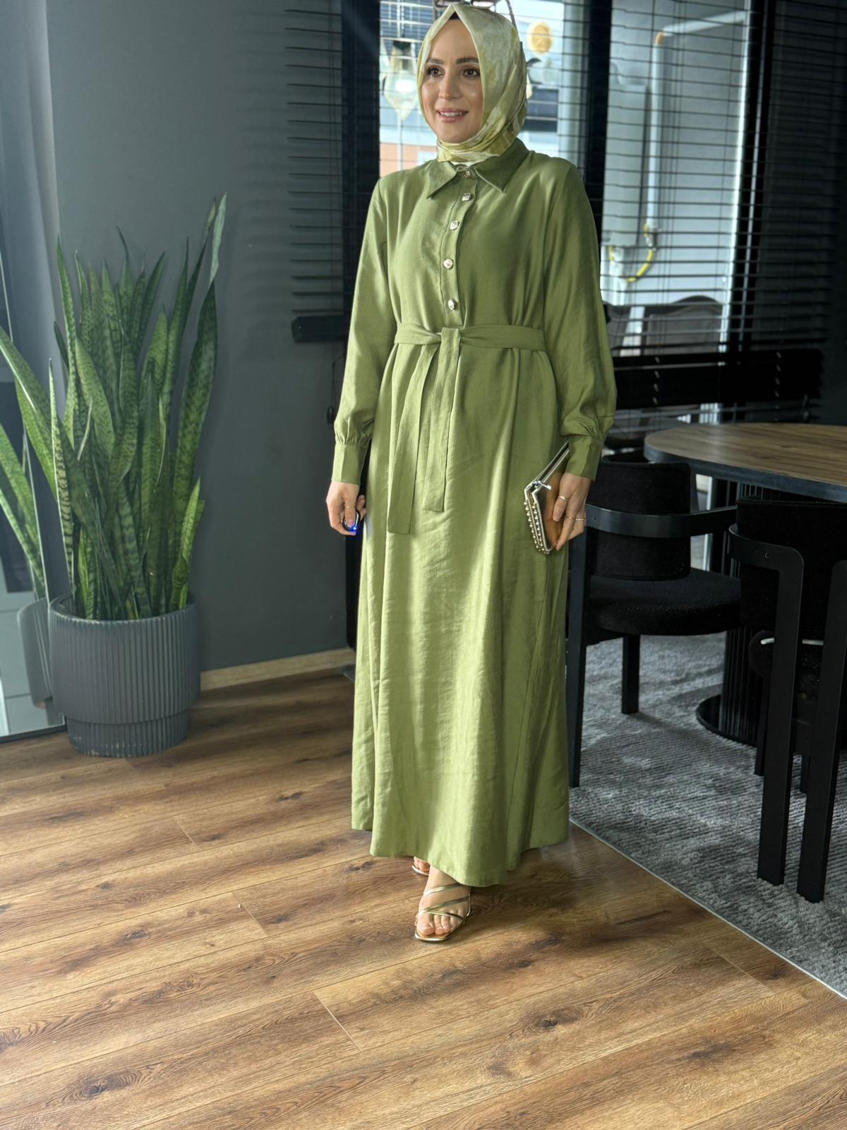 5275 GÖMLEK ELBİSE YEŞİL 