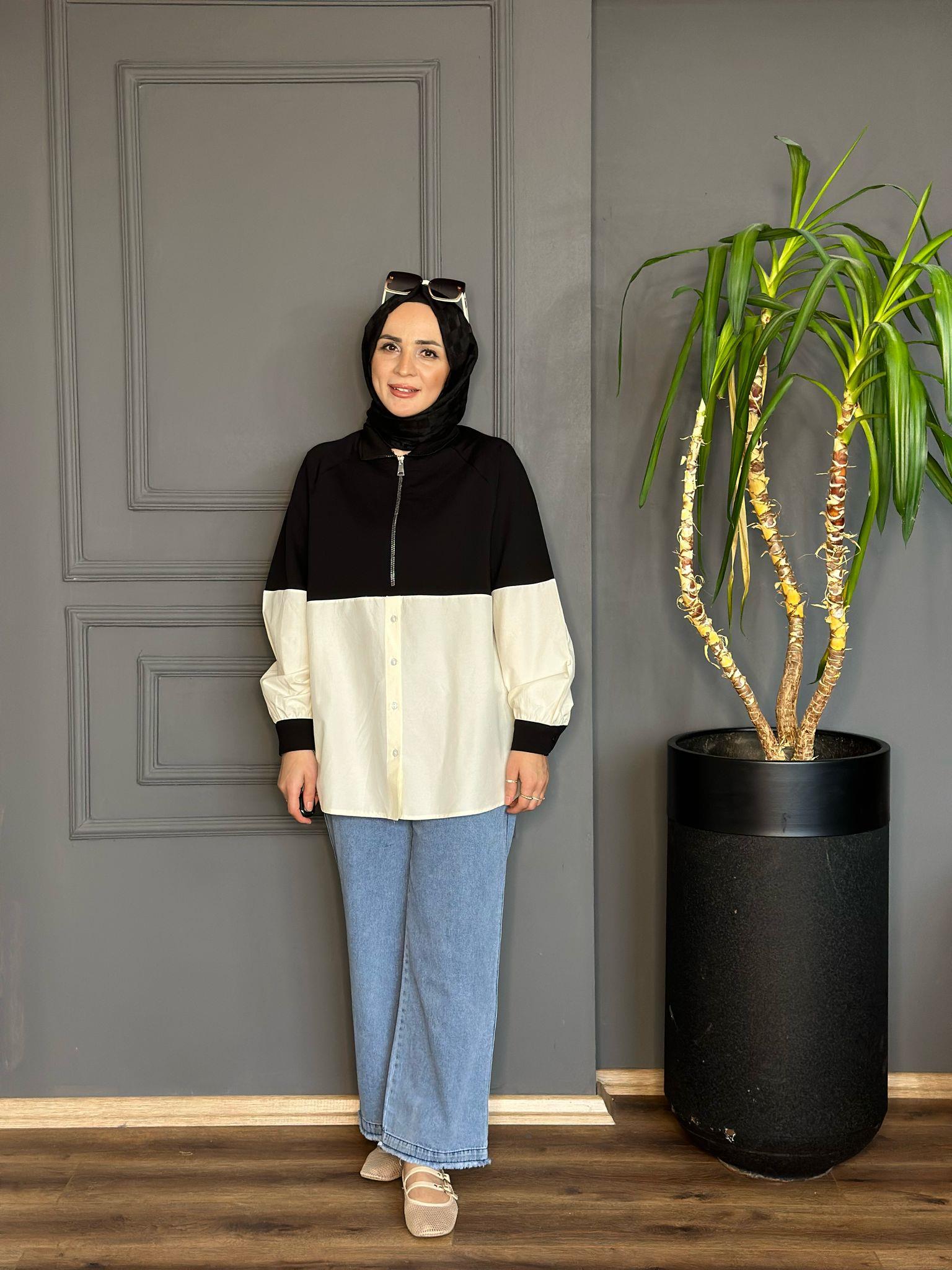 5550 GÖMLEK DETAY SWEAT SİYAH 